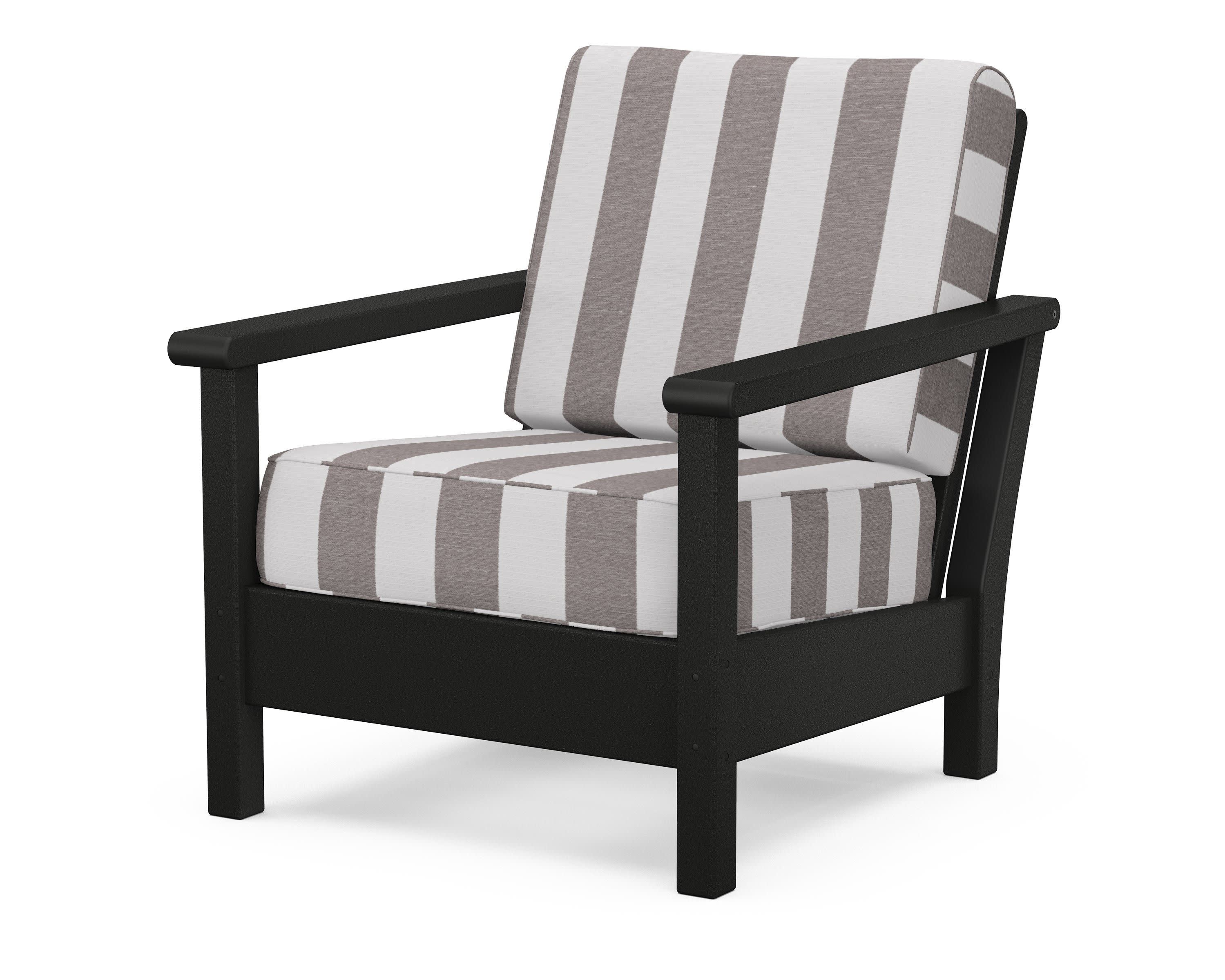 Harbour Deep Seating Chair in Black / Cabana Stripe Grey Mist
