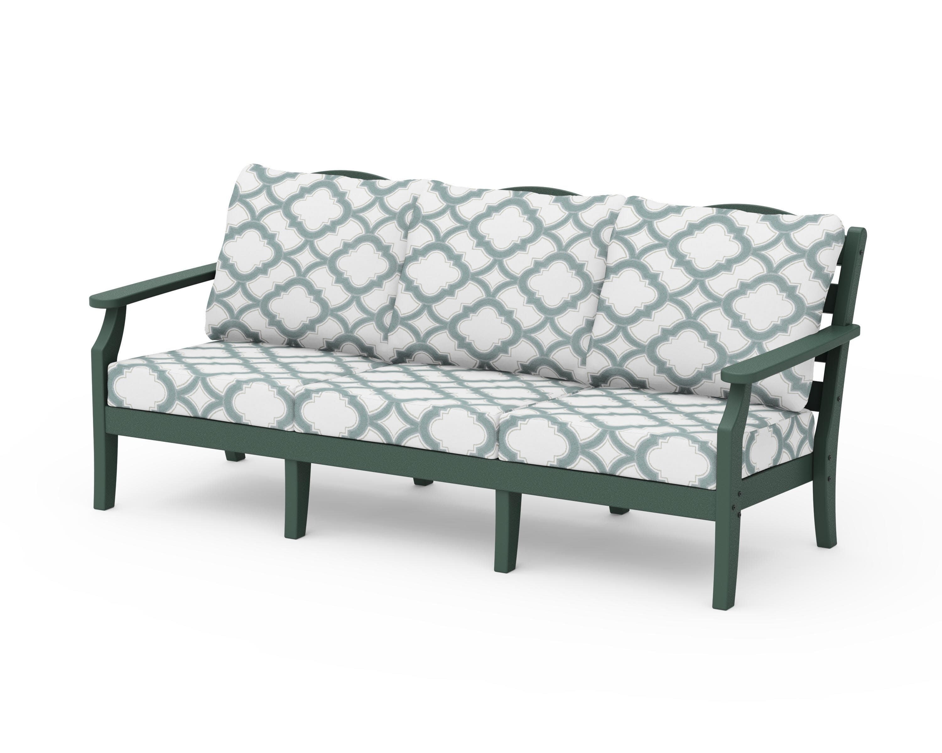 Savannah Deep Seating Sofa in Green / Trellis Glacier Spa