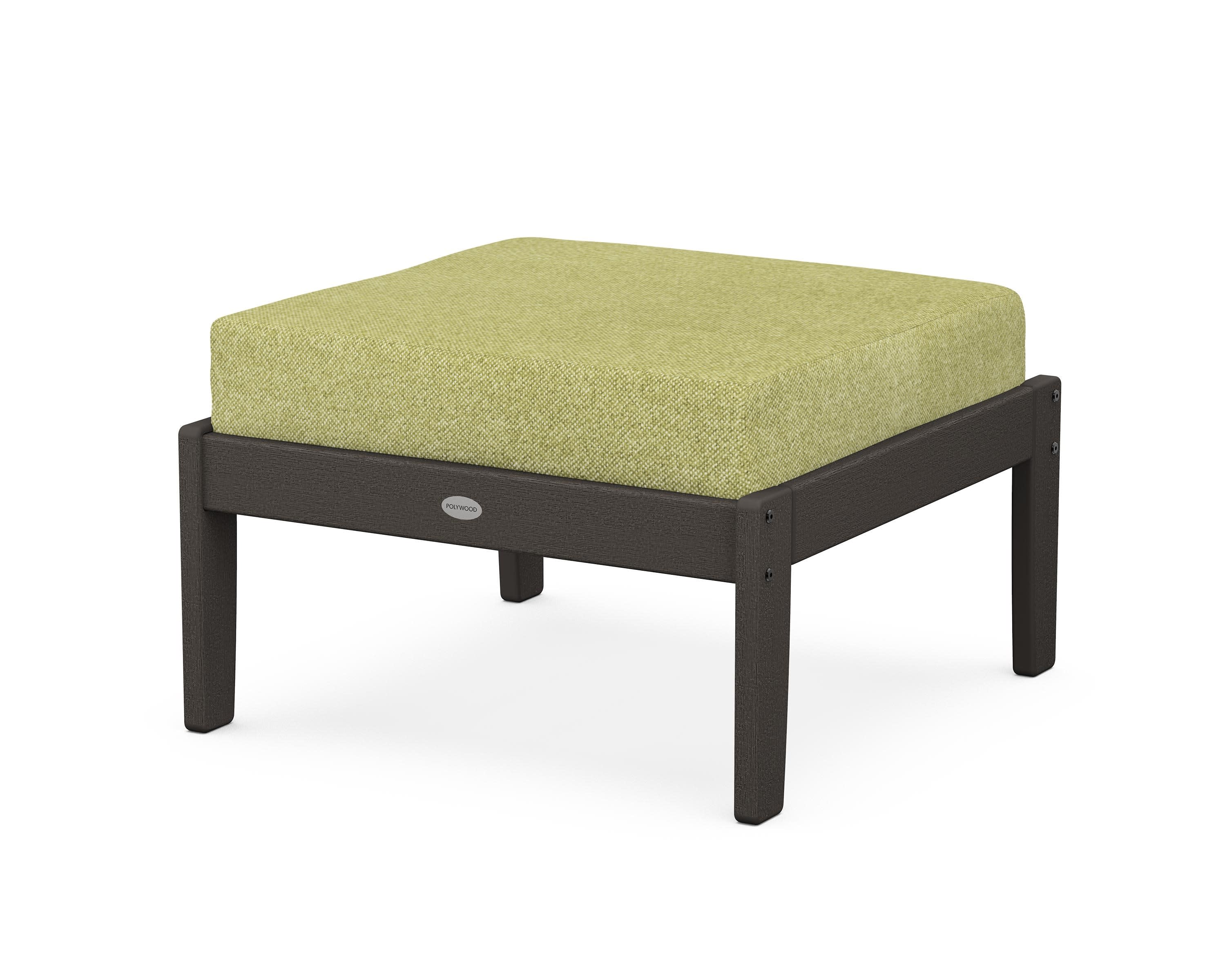 Braxton Deep Seating Ottoman in Vintage Coffee / Chartreuse Boucle