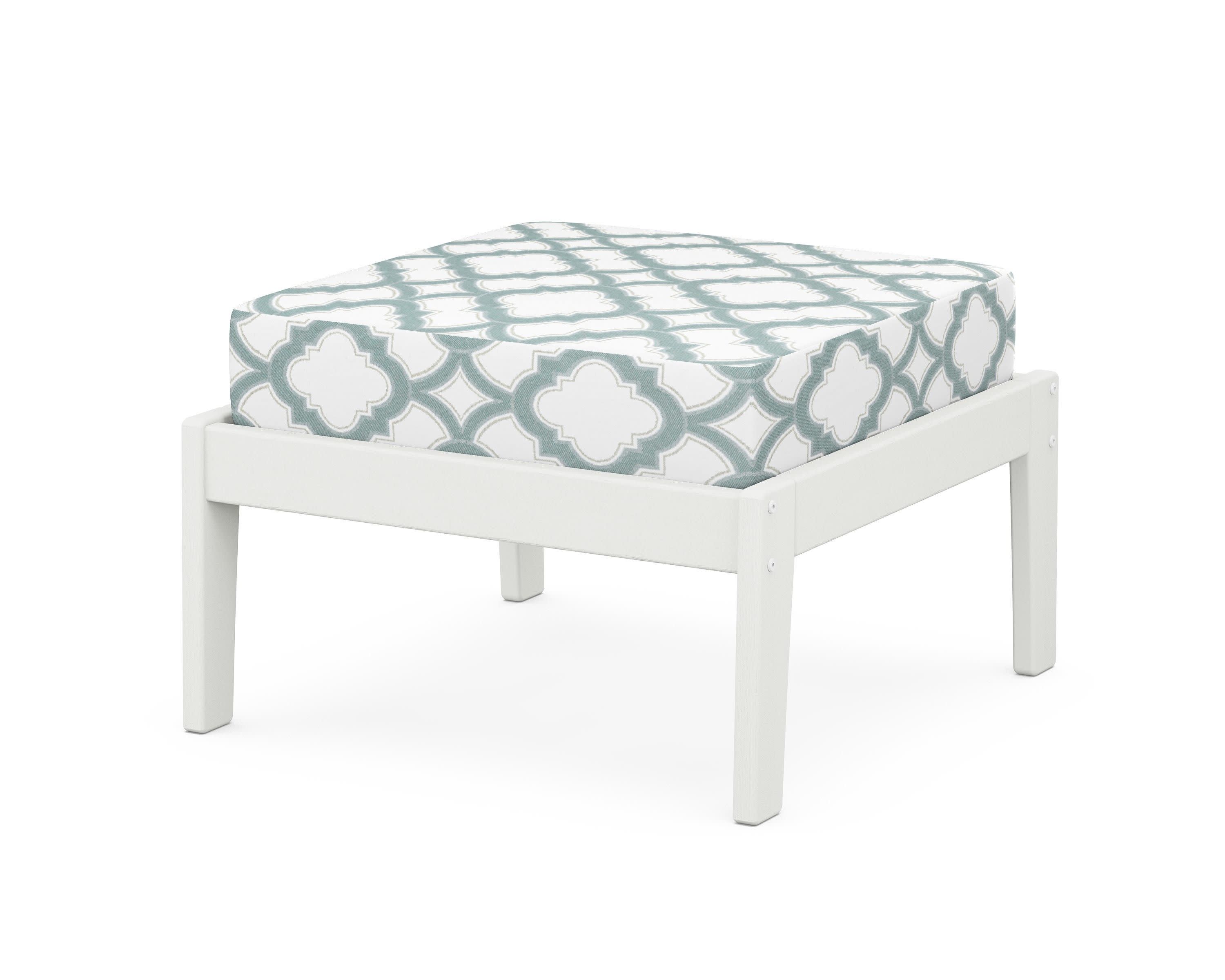 Deep Seating Ottoman in Vintage White / Trellis Glacier Spa