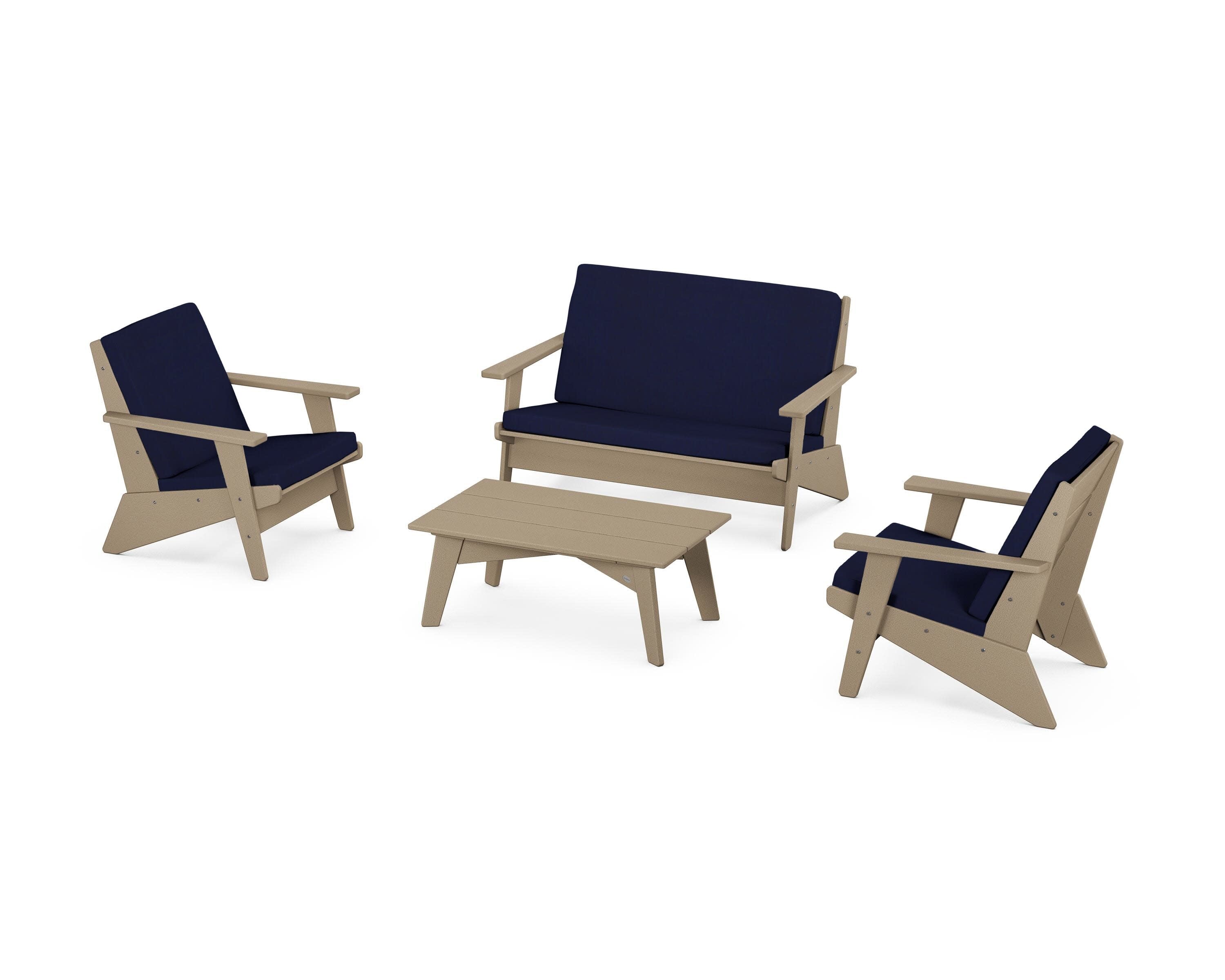 Riviera Modern Lounge 4-Piece Set in Vintage Sahara / Navy