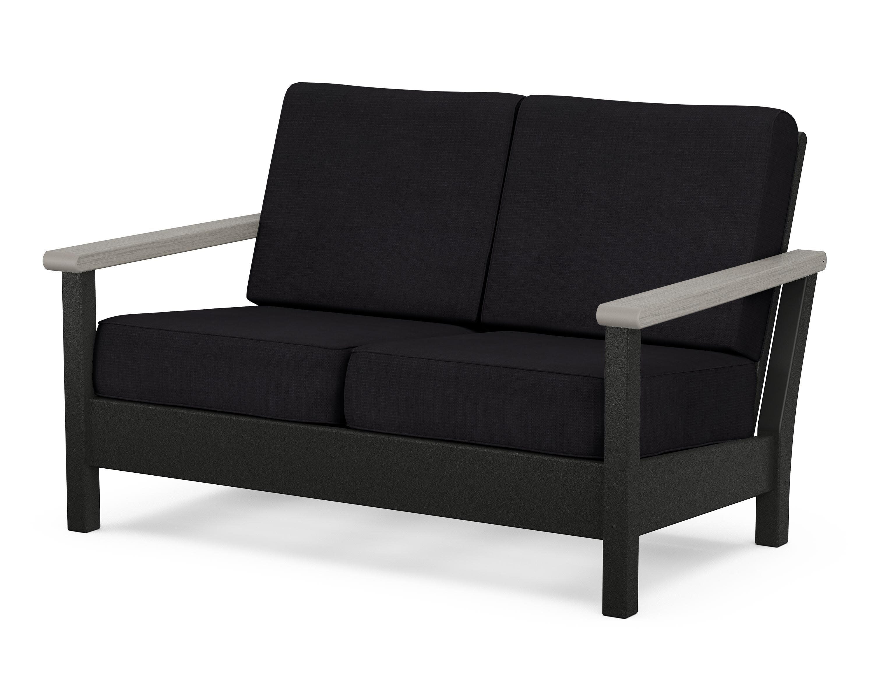 Harbour Deep Seating Loveseat in Black / Driftwood / Midnight Linen
