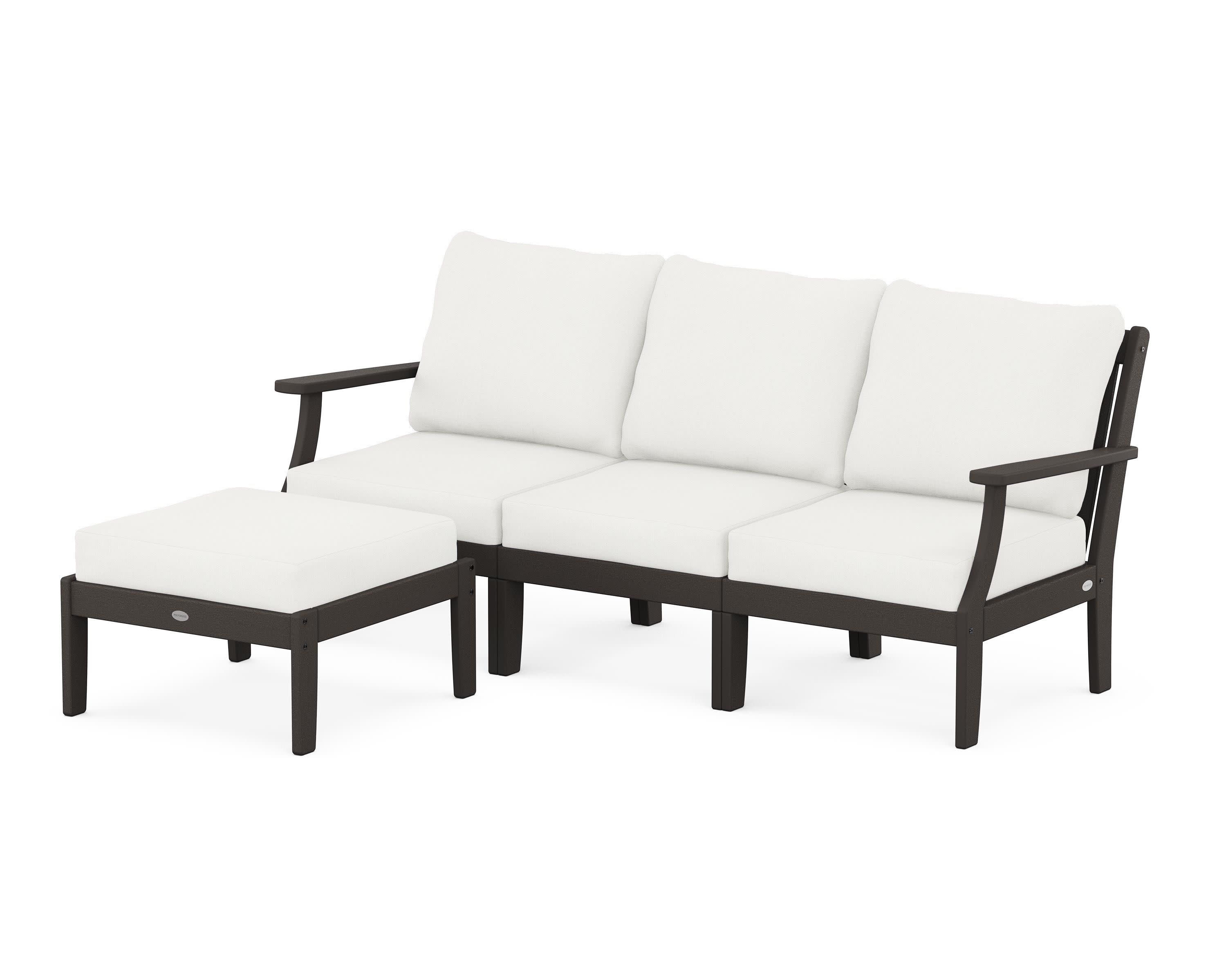 Braxton Modular 4-Piece Deep Seating Set with Ottoman in Vintage Coffee / Natural Linen