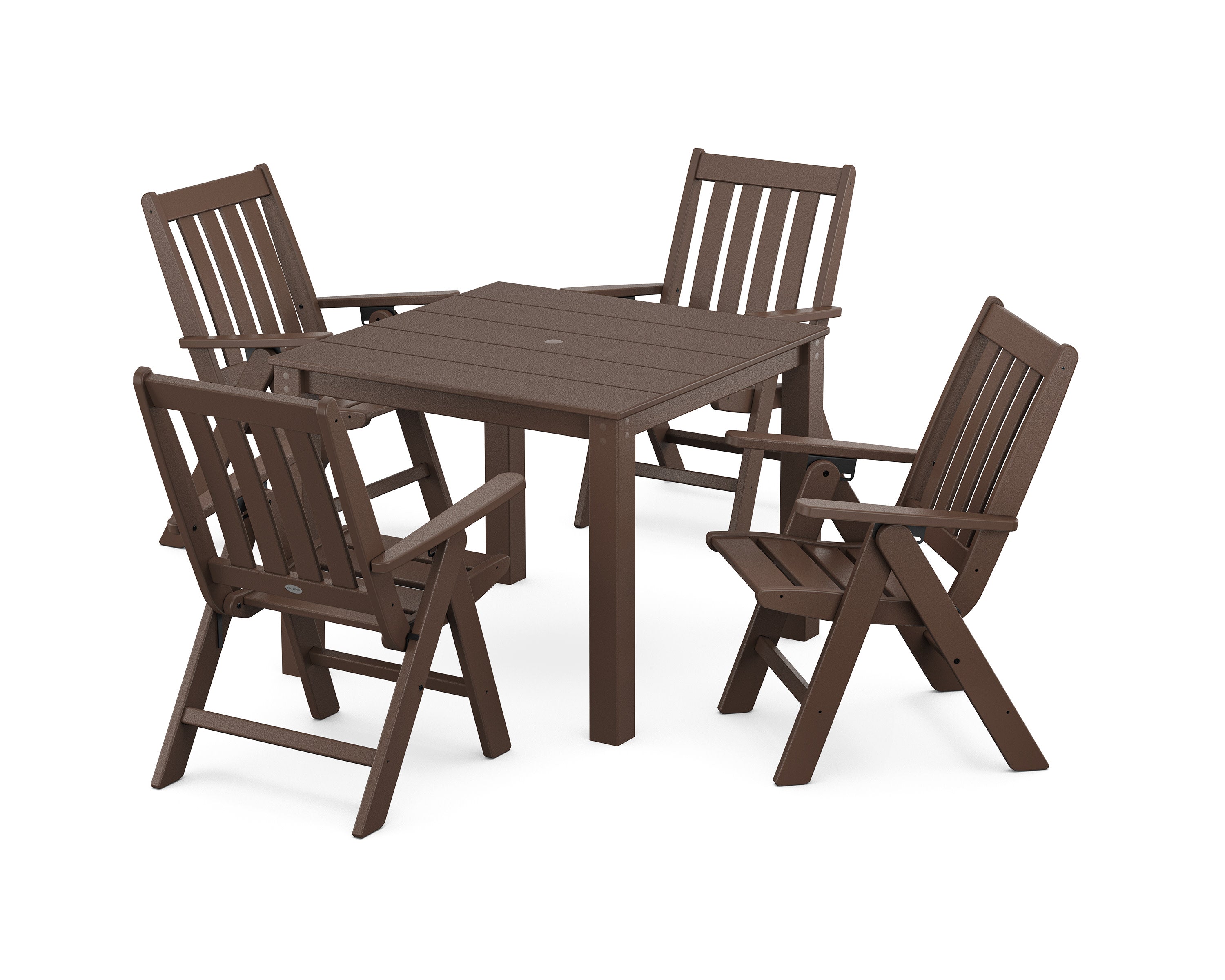 Vineyard Folding Chair 5-Piece Parsons Dining Set in Mahogany