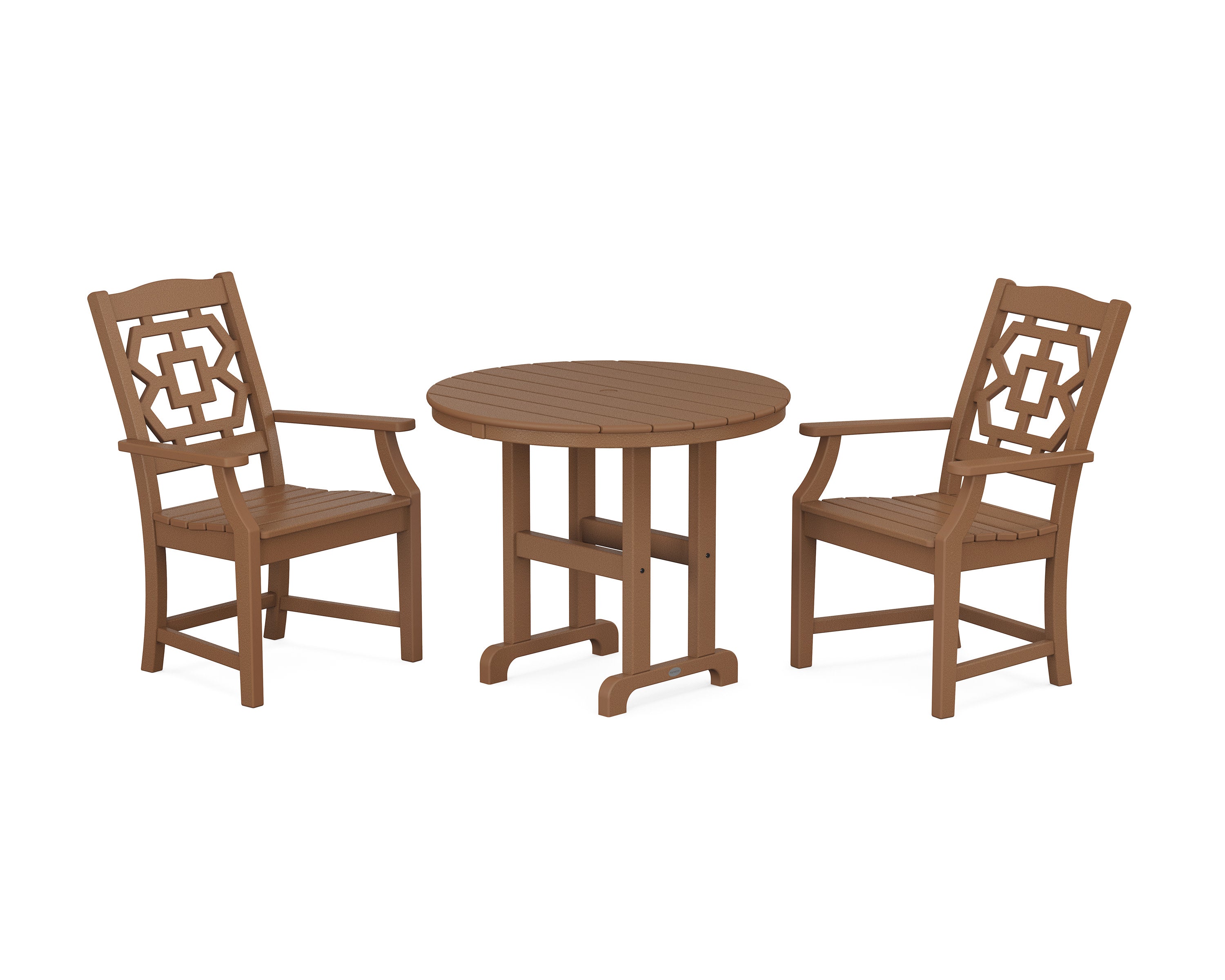 Chinoiserie 3-Piece Farmhouse Dining Set in Teak