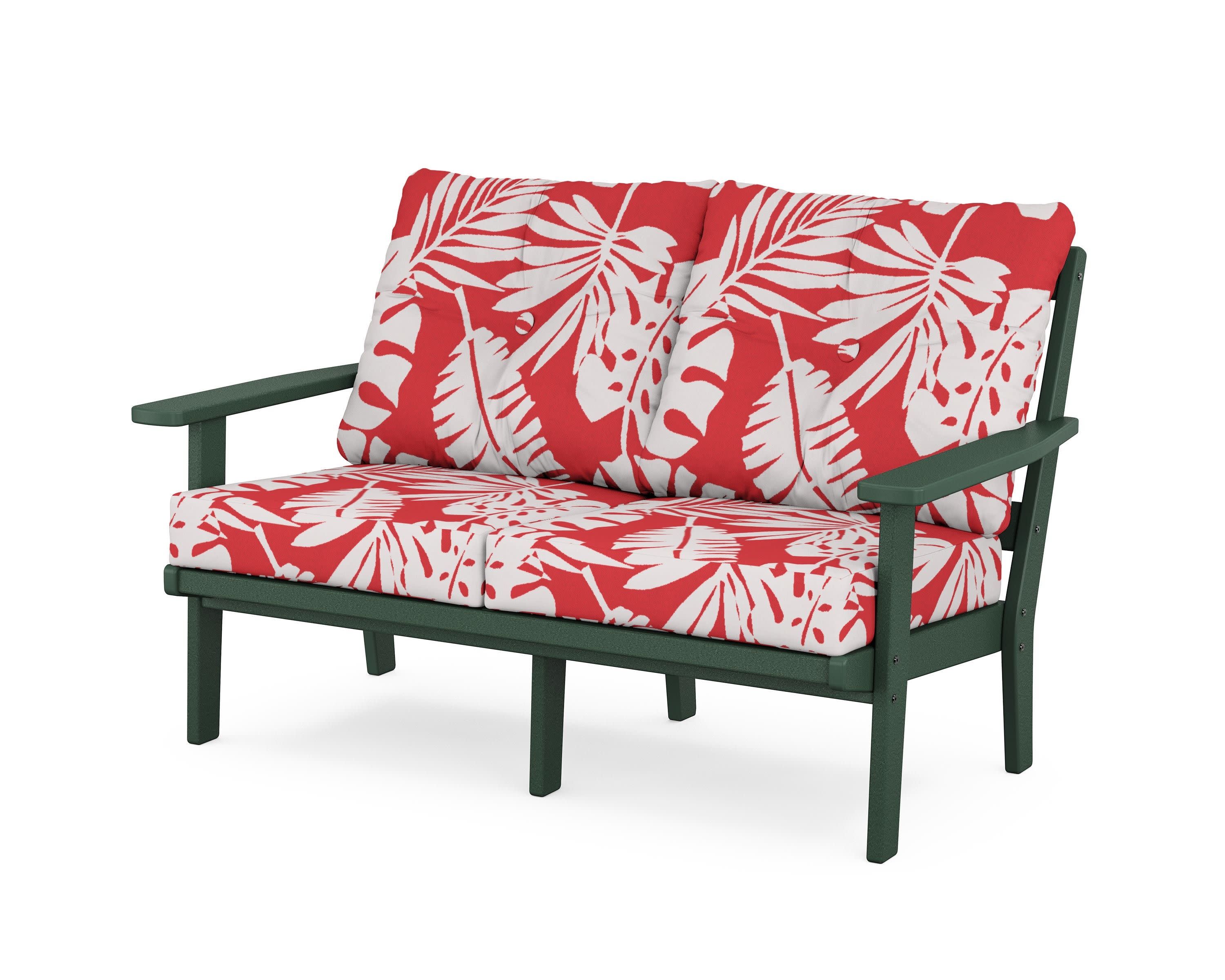 Prairie Deep SeatingLoveseat in Green / Leaf Crimson