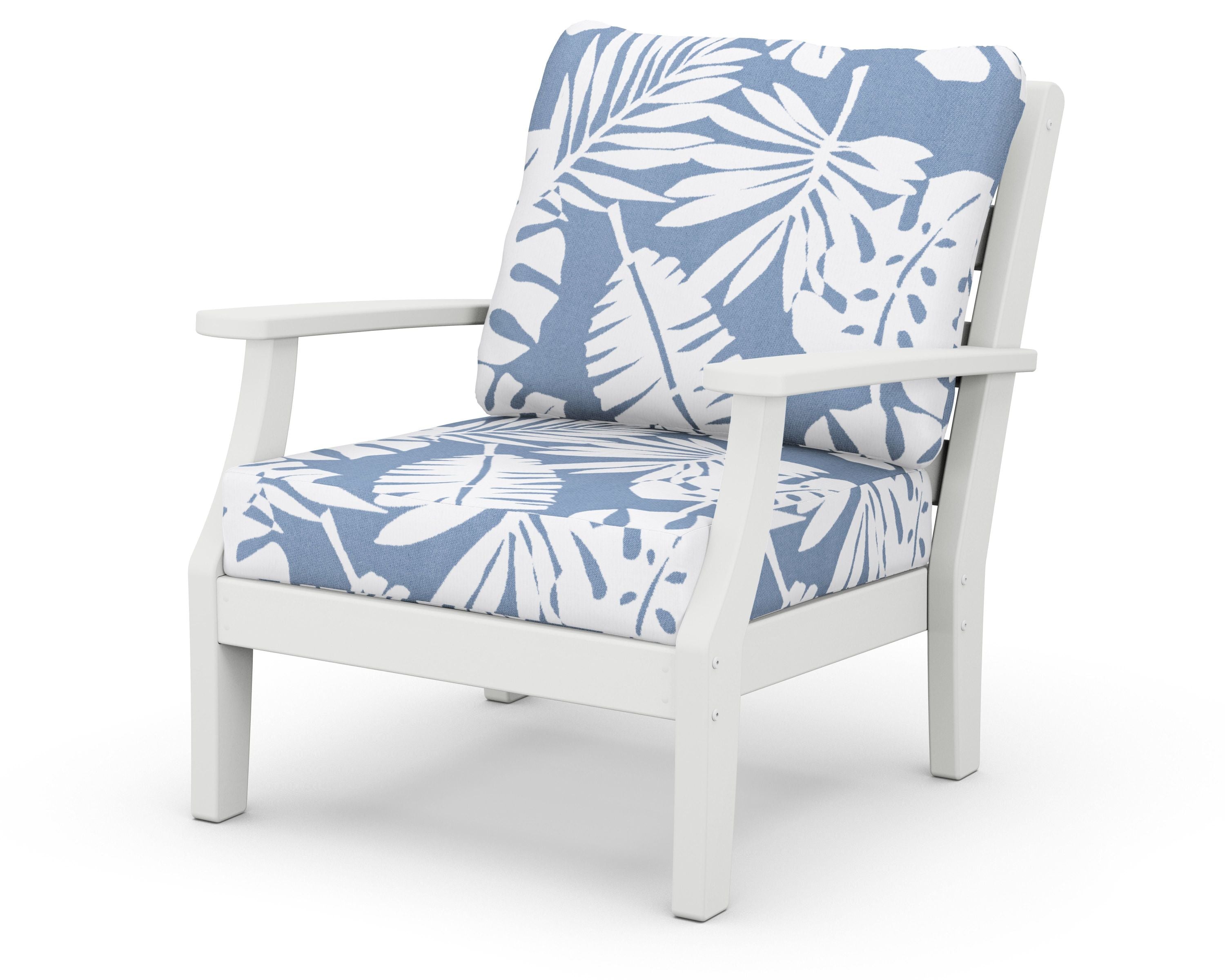 Chesapeake Deep Seating Chair in White / Leaf Sky Blue