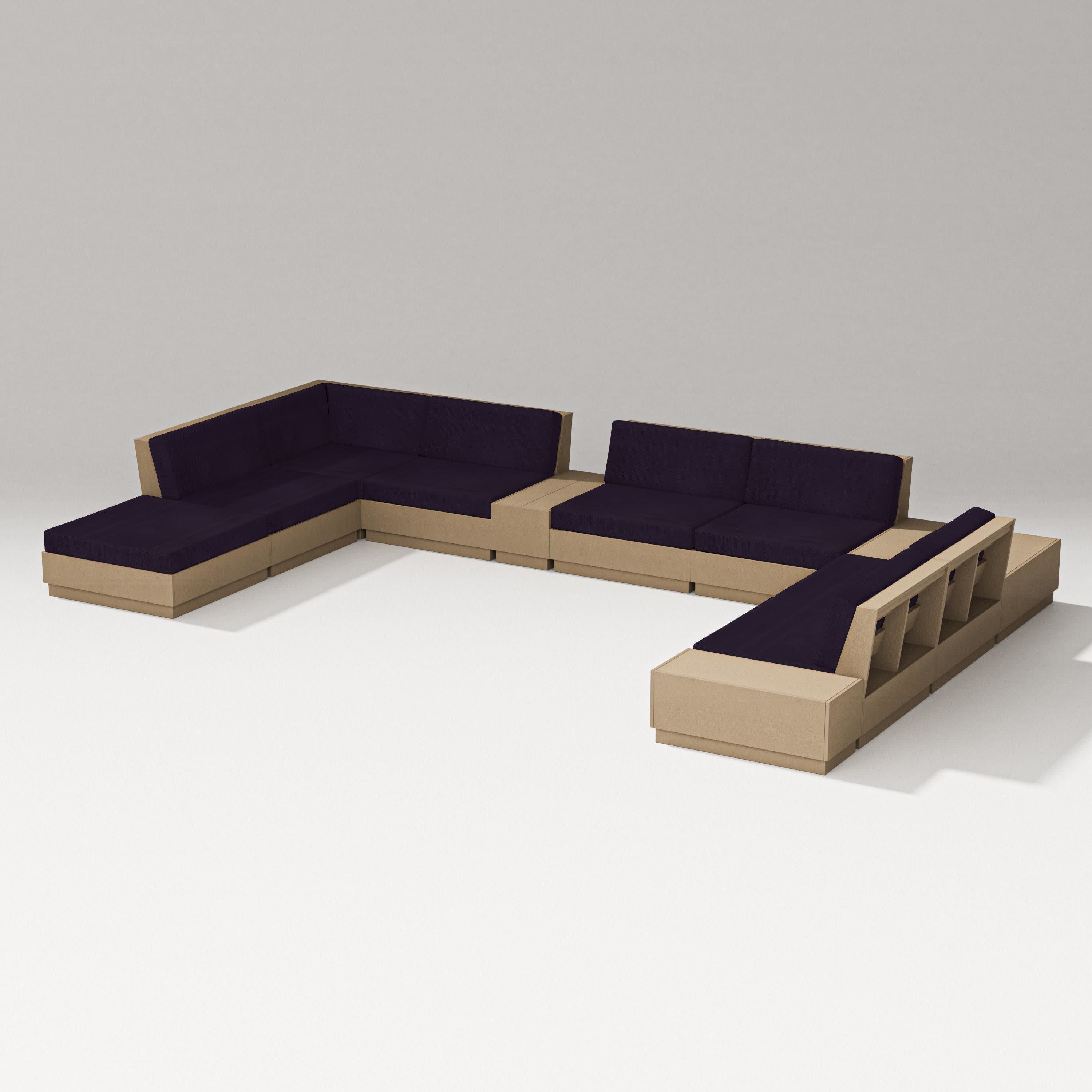 Elevate 11-Piece Conversation Sectional Set in Vintage Sahara / Navy Linen