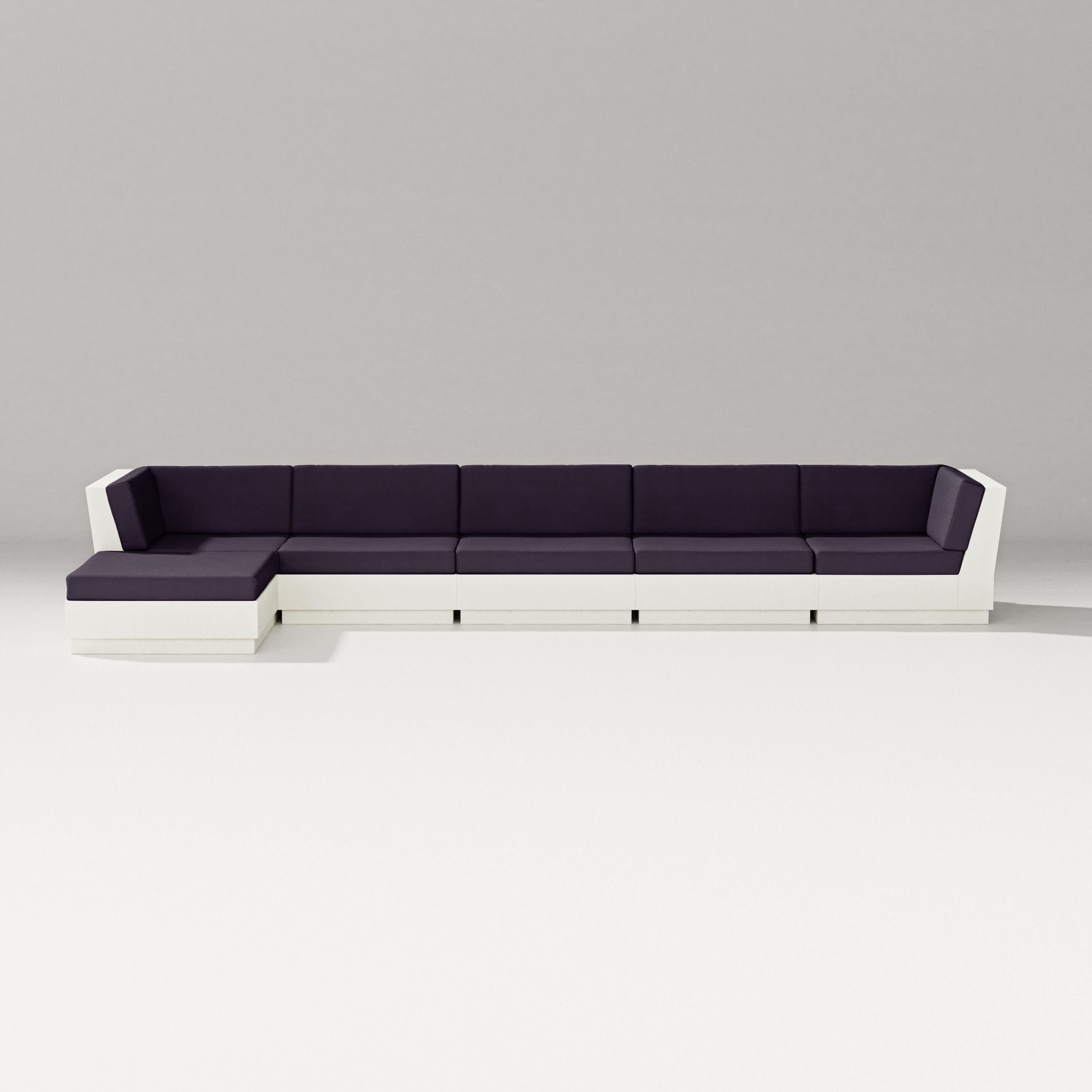 Elevate 6-Piece Chaise Sectional in Vintage White / Navy Linen