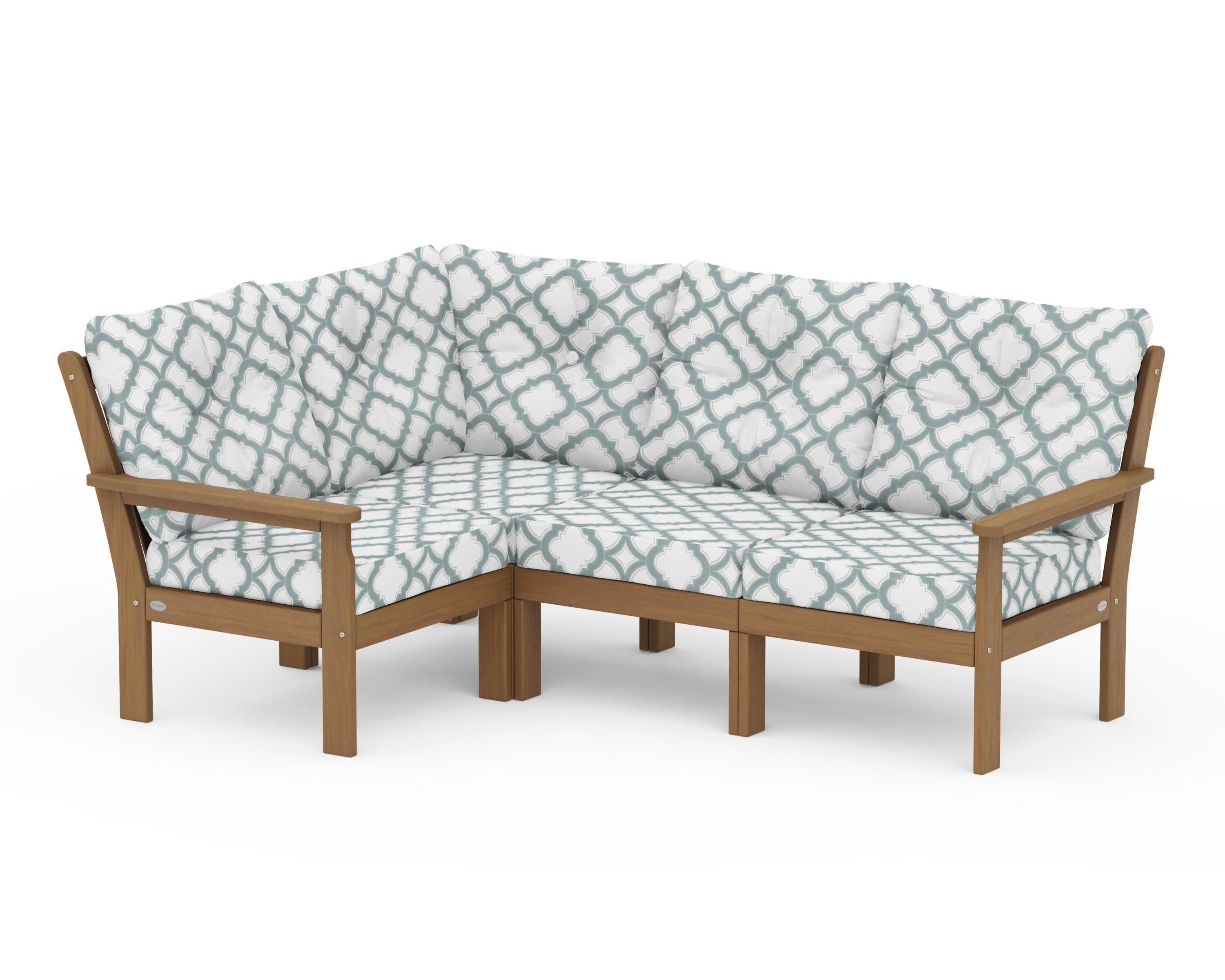 Vineyard 4-Piece Sectional in Natural / Trellis Glacier Spa