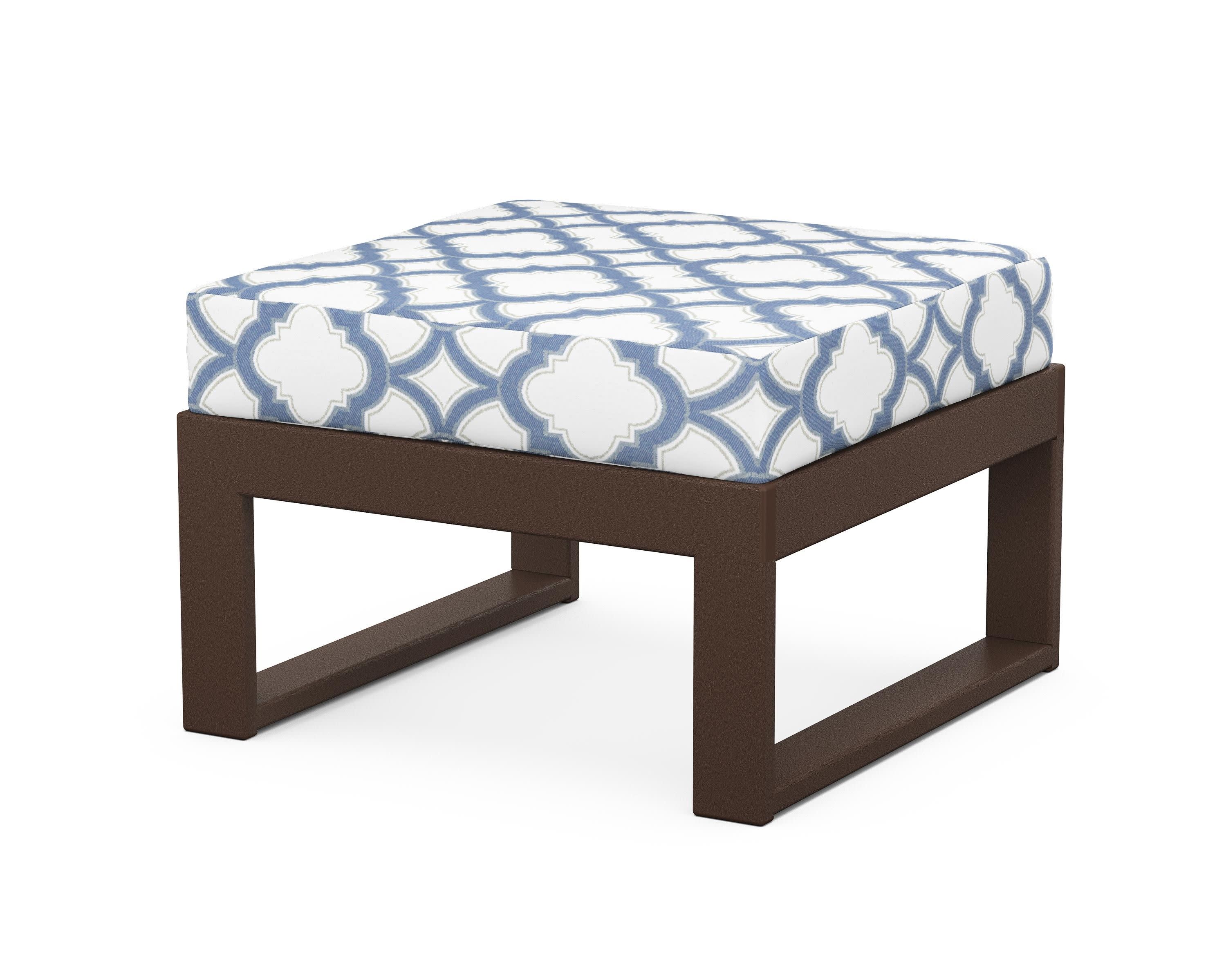 Modular Ottoman - Modern in Mahogany / Trellis Sky Blue