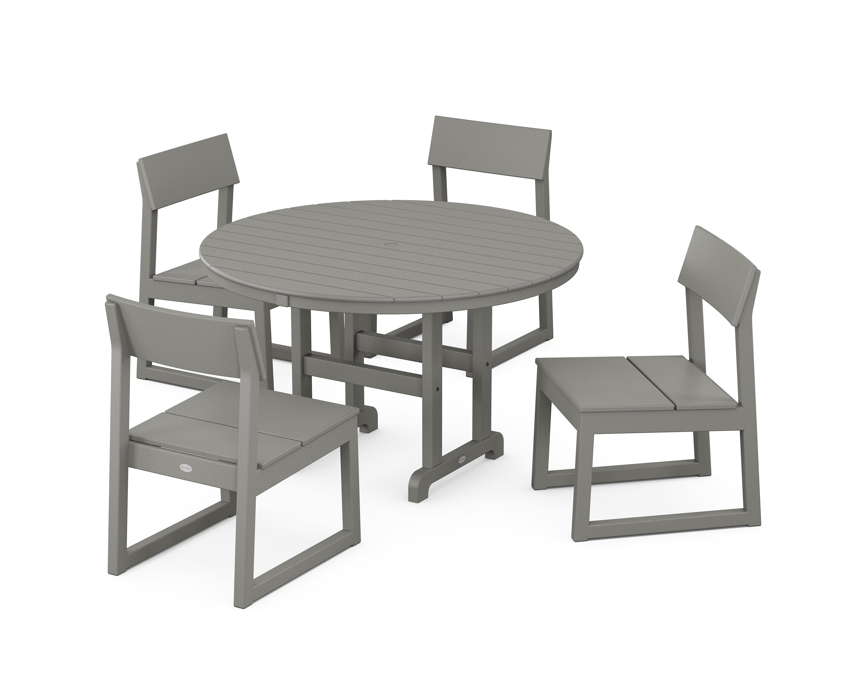 EDGE Side Chair 5-Piece Round Farmhouse Dining Set in Slate Grey