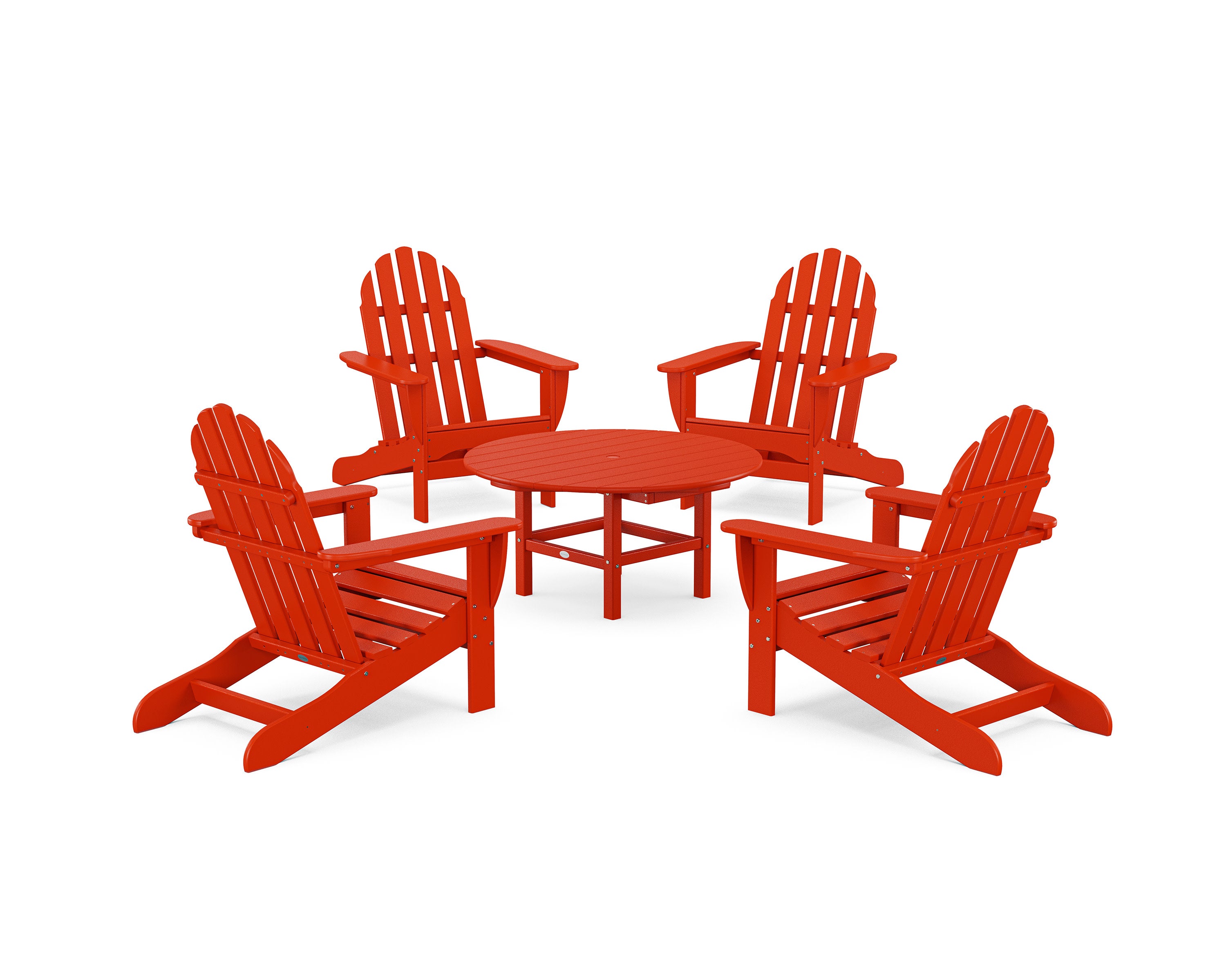 Classic Adirondack 5-Piece Conversation Set in Sunset Red