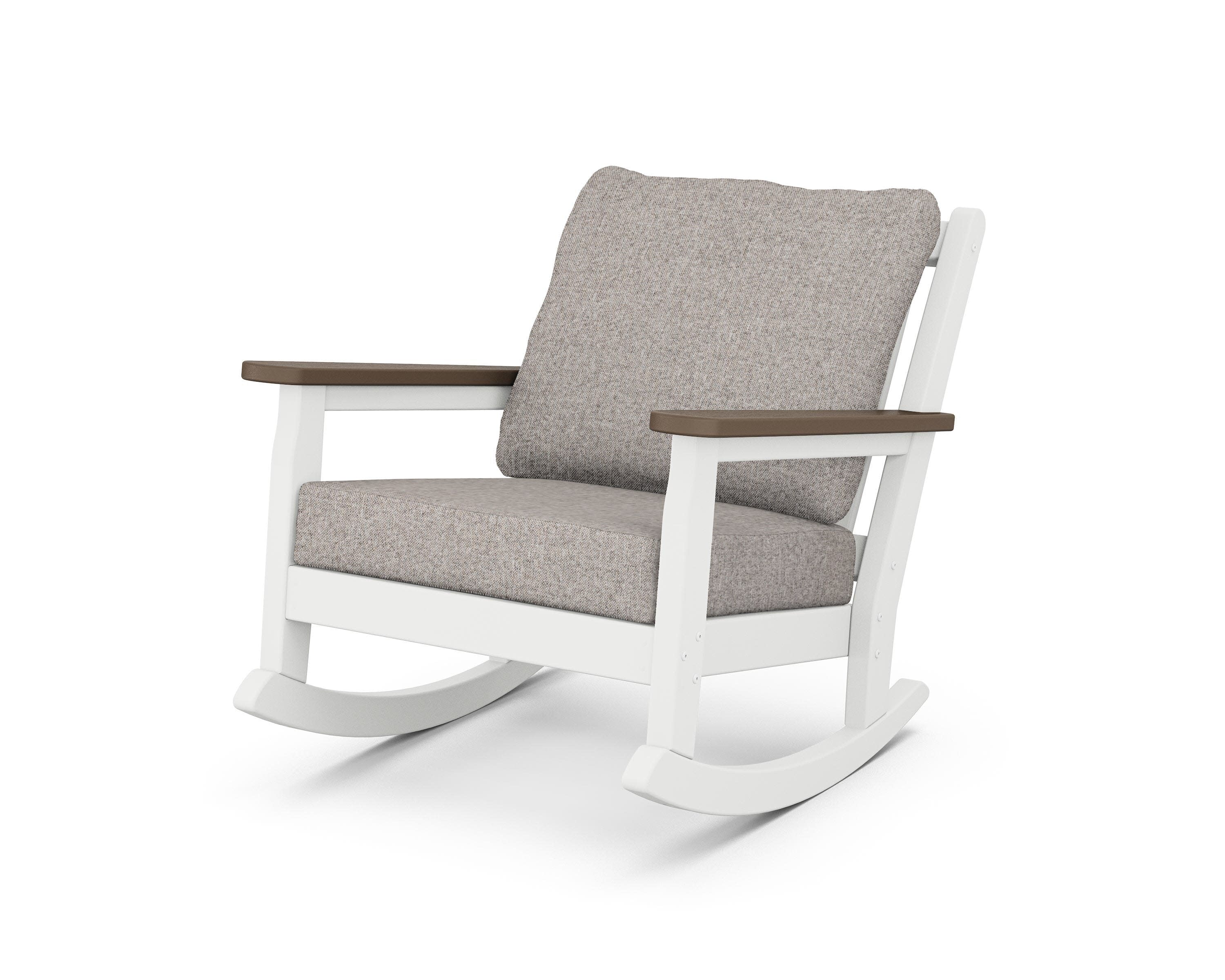 Chippendale Deep Seating Rocking Chair in White / Kona / Weathered Tweed