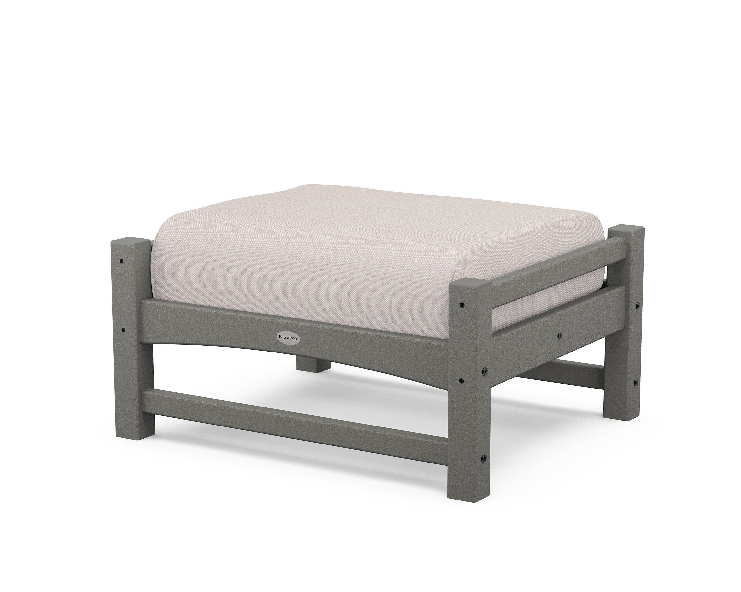 Club Ottoman in Slate Grey / Dune Burlap