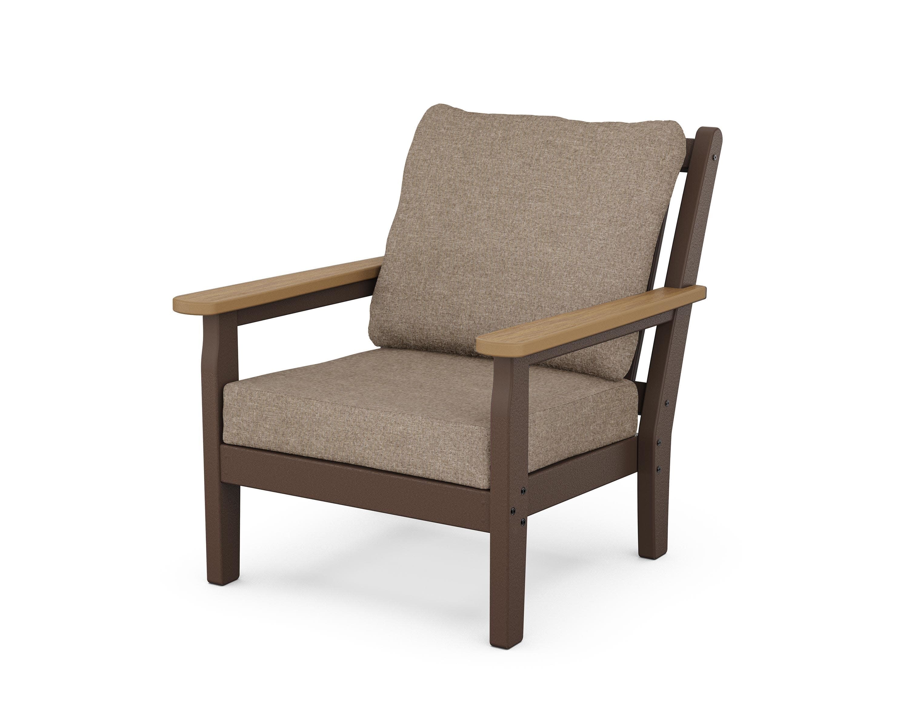 Chippendale Deep Seating Chair in Mahogany / Natural / Spiced Burlap