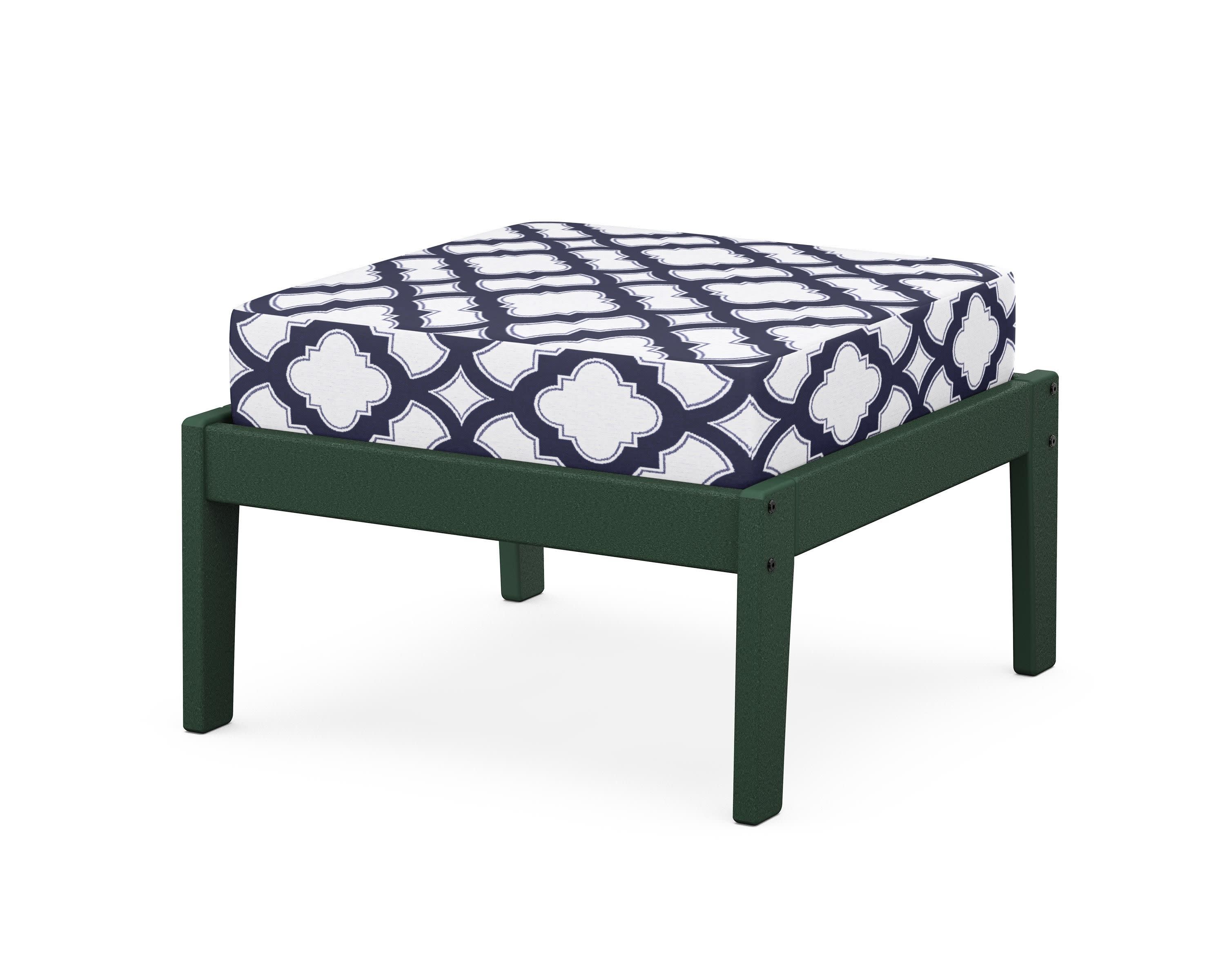 Deep Seating Ottoman in Green / Trellis Navy