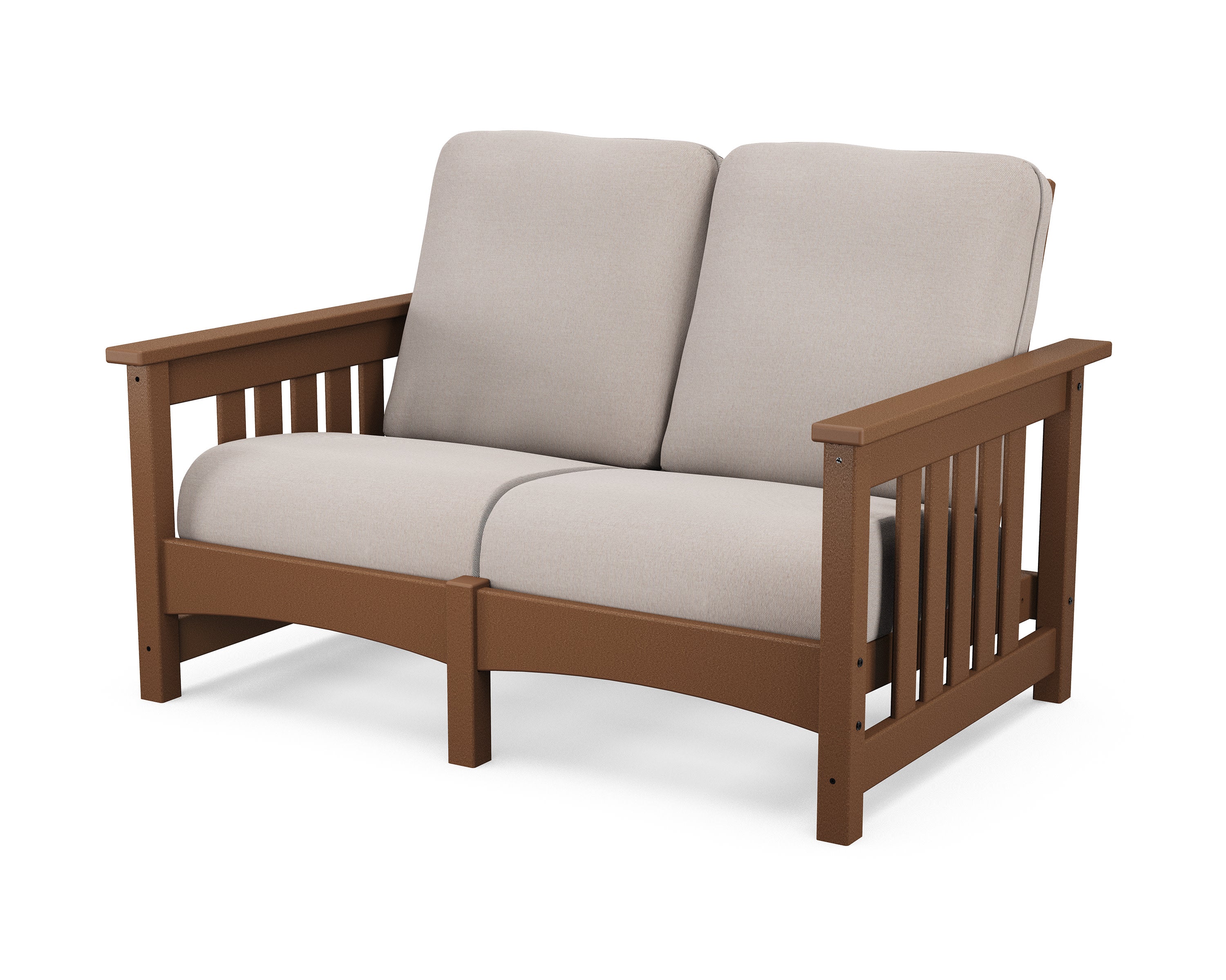 Club Mission Loveseat in Teak / Dune Burlap