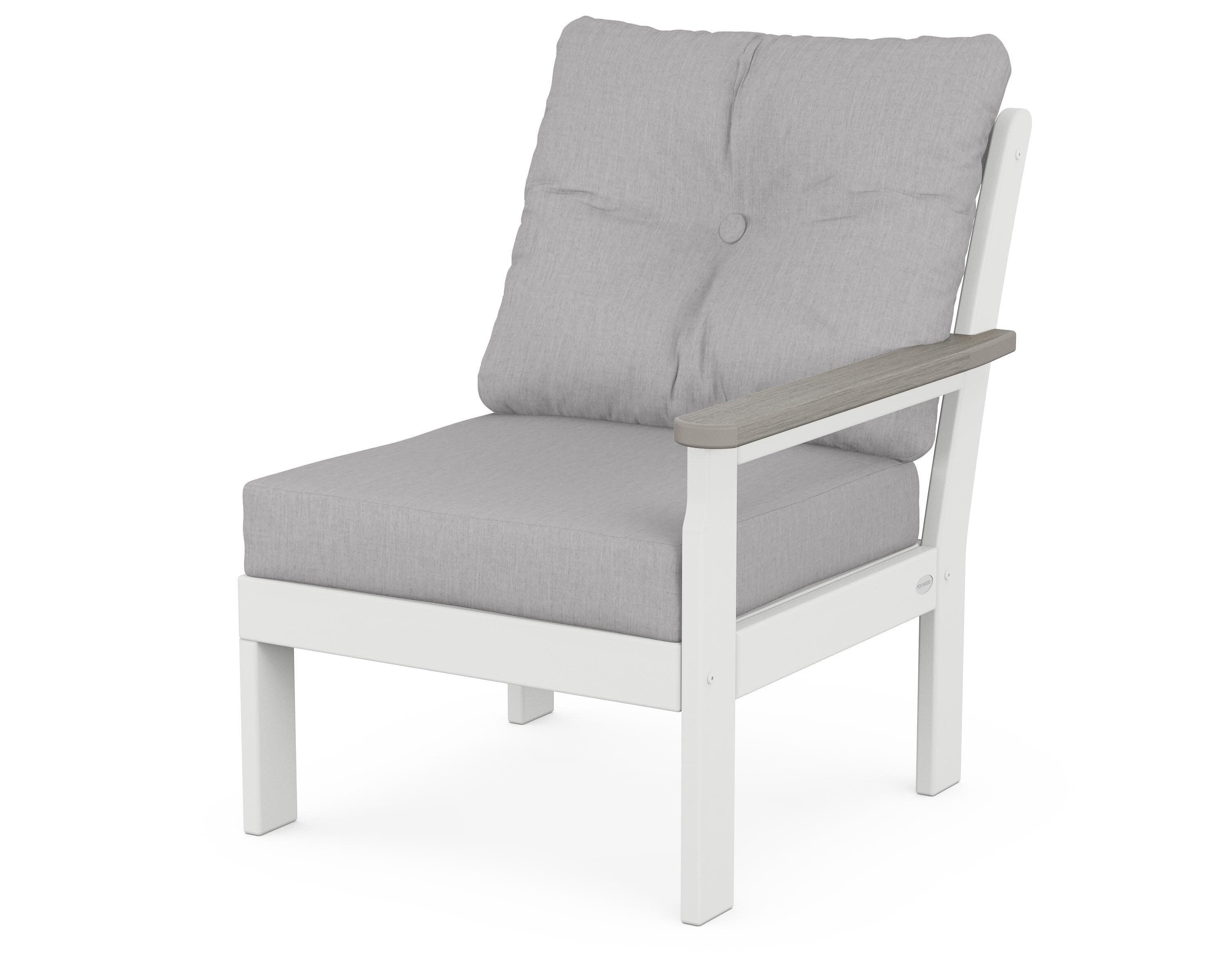 Vineyard Modular Right Arm Chair in White / Driftwood / Granite