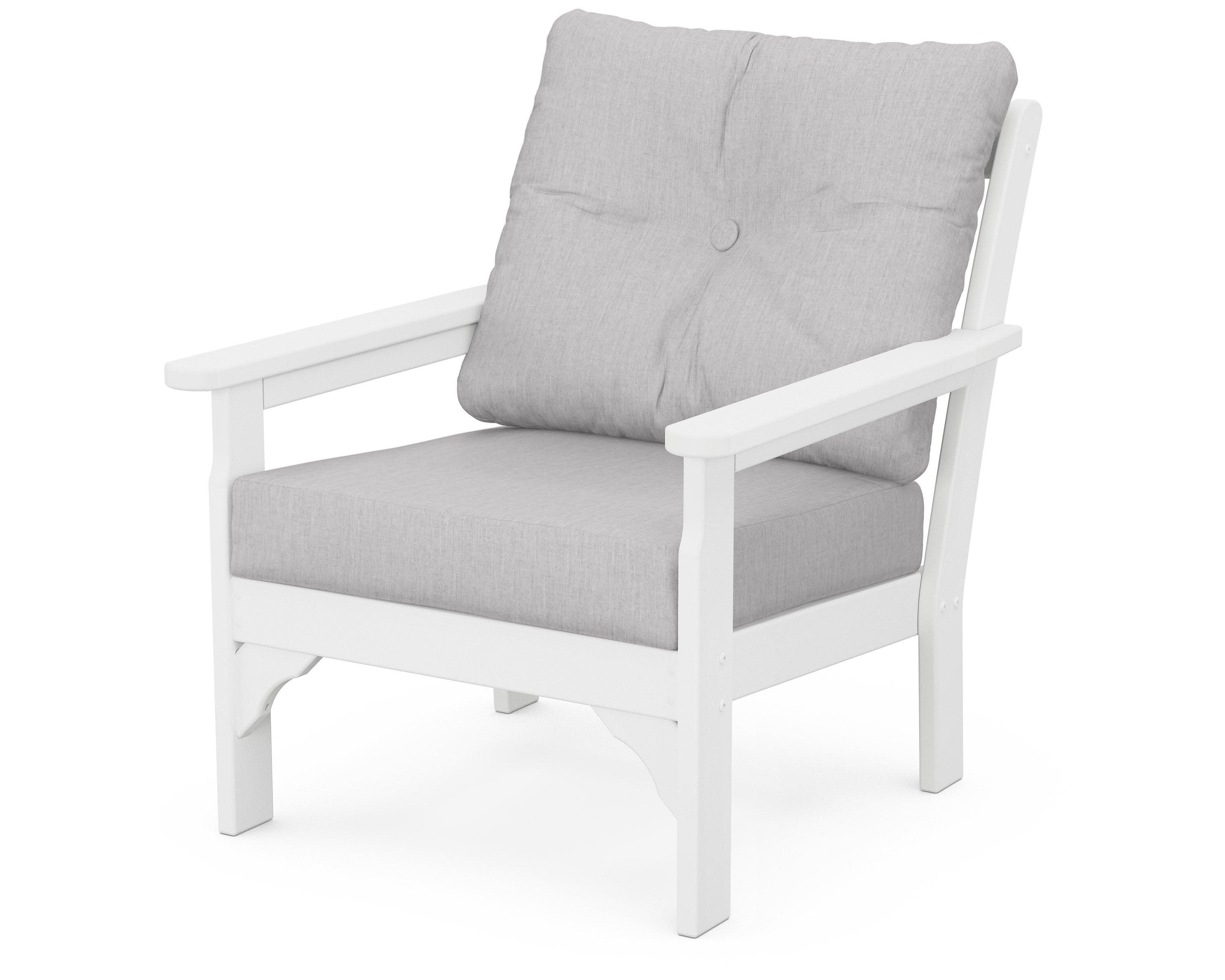 Vineyard Deep Seating Chair in White / Granite