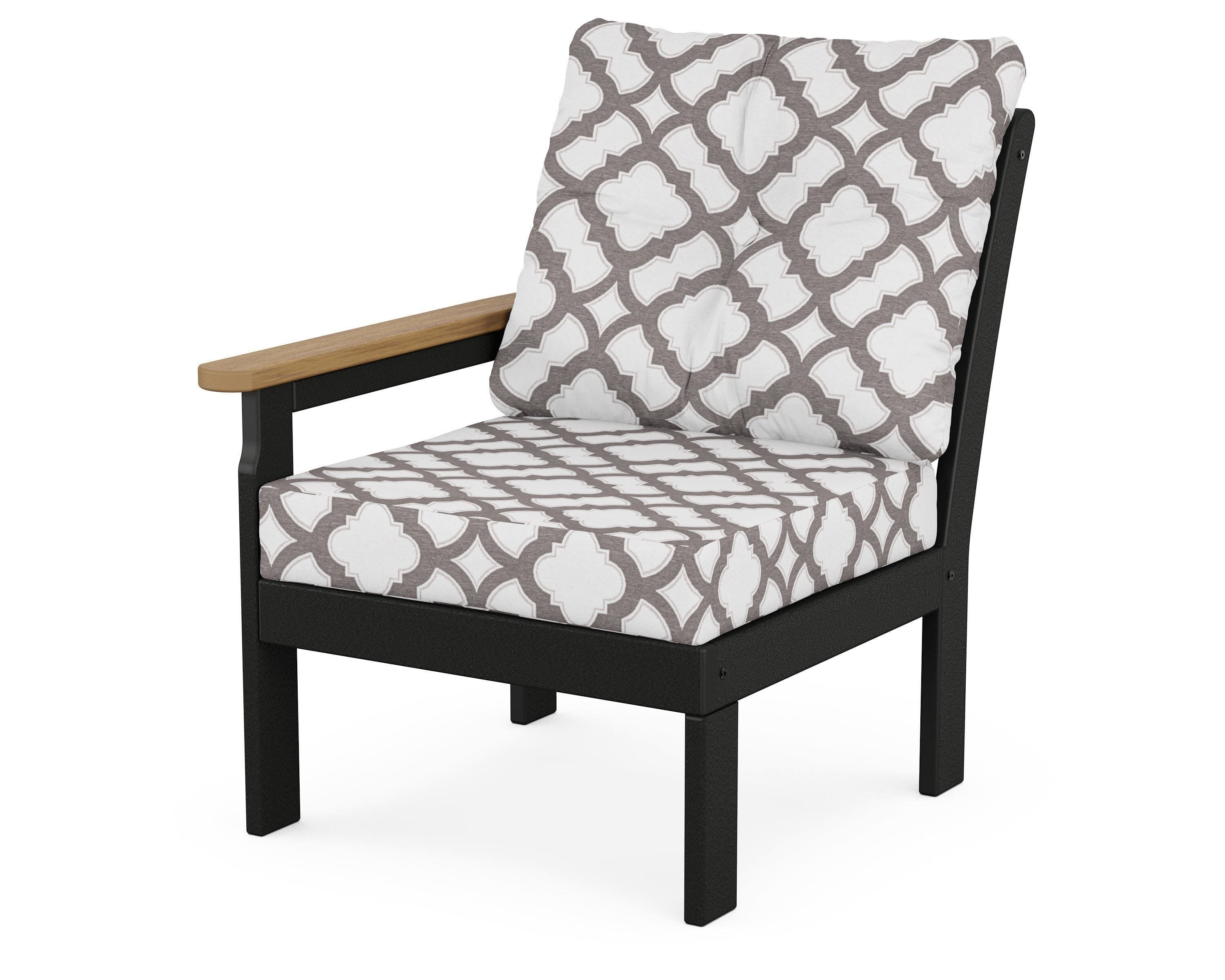 Vineyard Modular Left Arm Chair in Black / Natural / Trellis Grey Mist