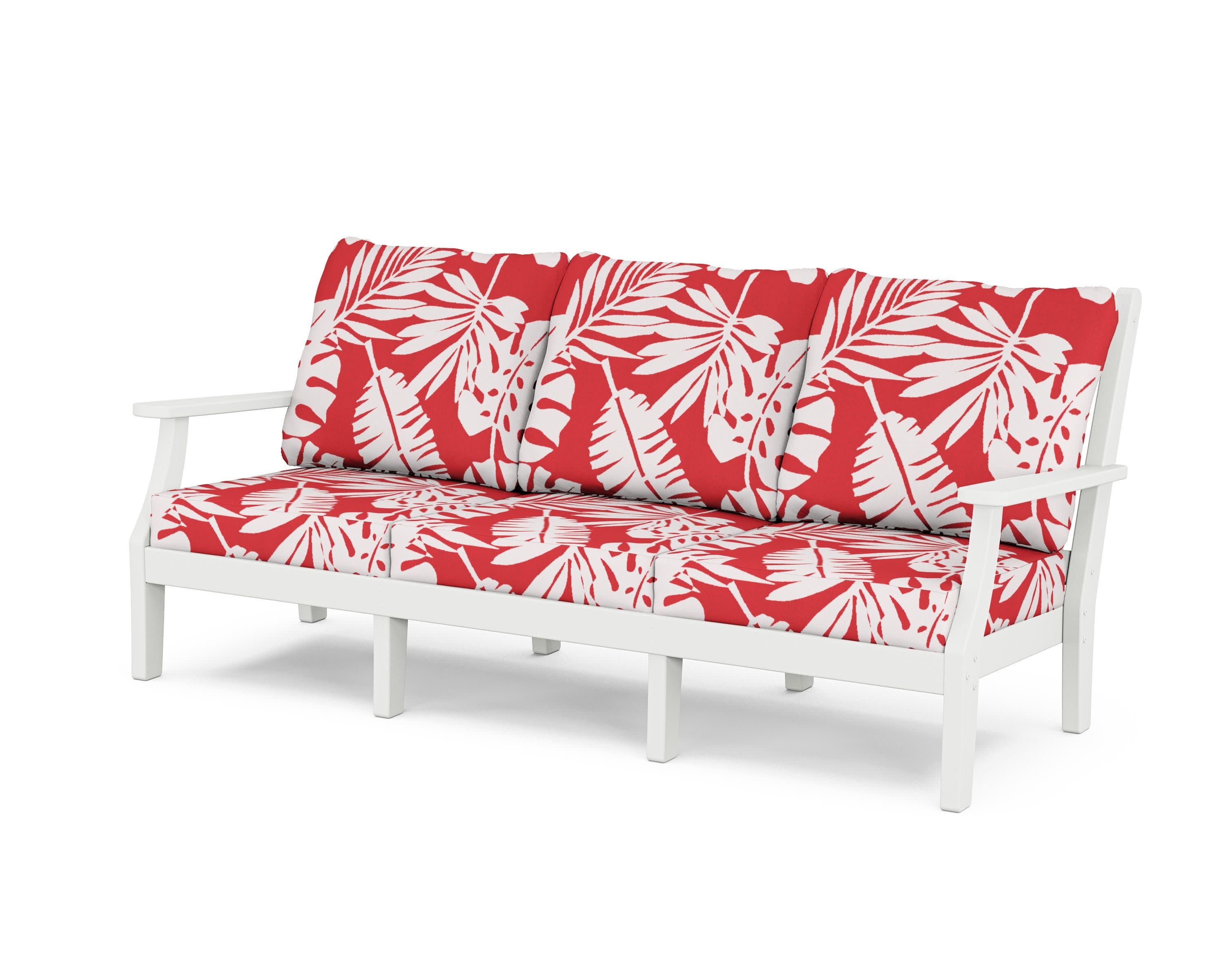 Wovendale Deep Seating Sofa in White / Leaf Crimson
