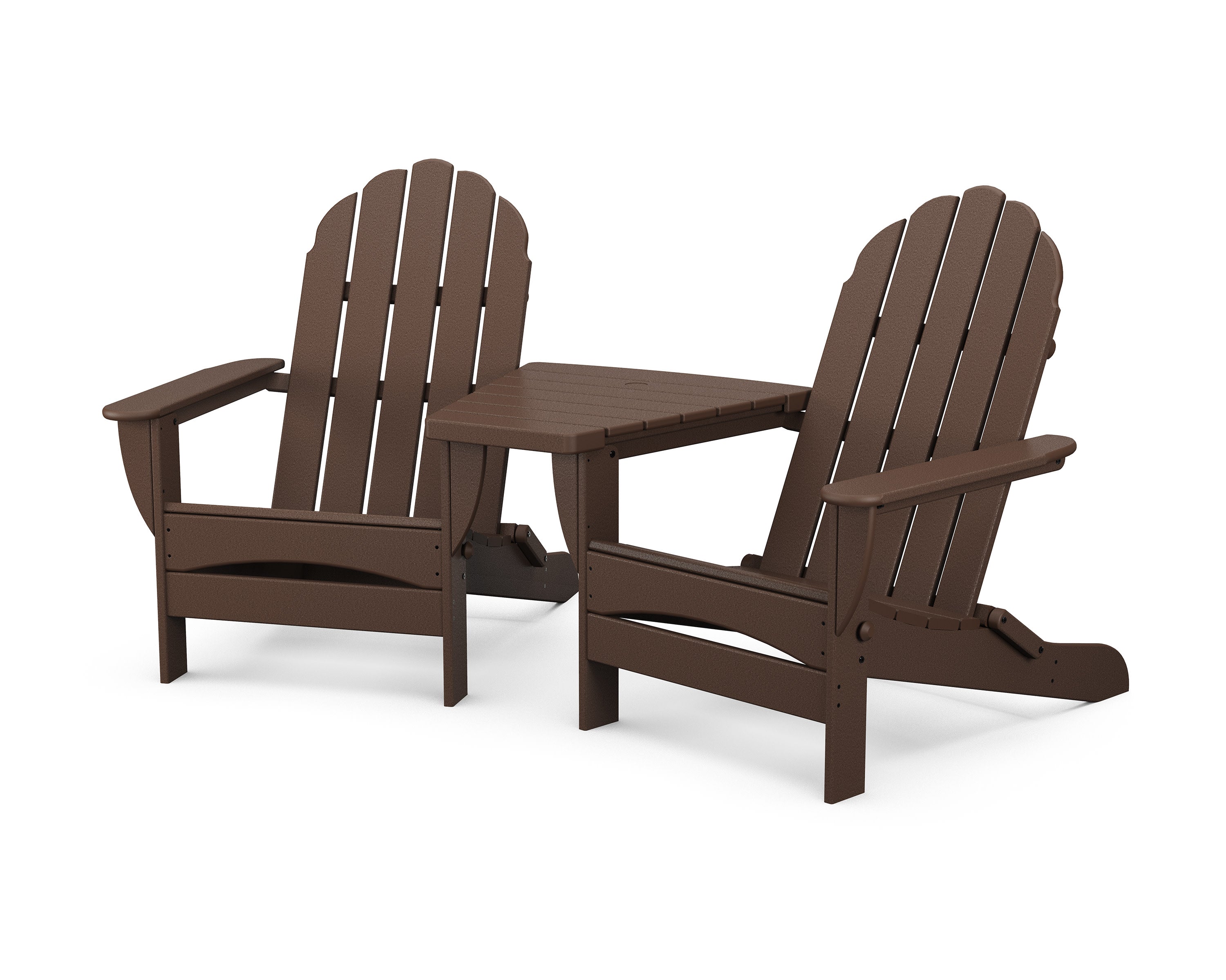 Classic Oversized Adirondacks with Angled Connecting Table in Mahogany