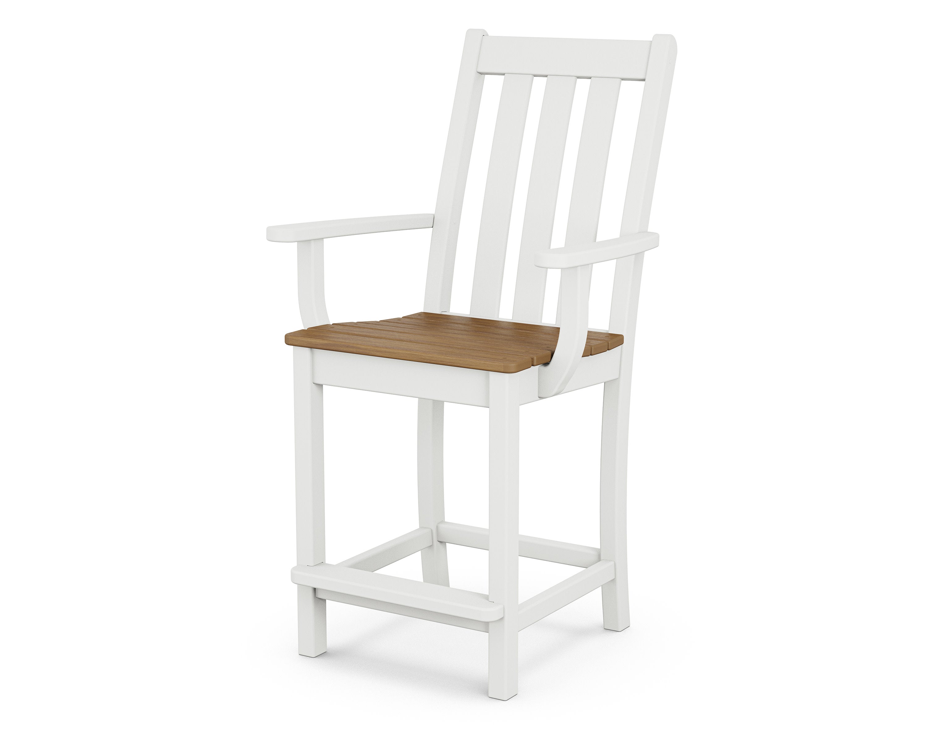 Vineyard Counter Arm Chair in White / Natural