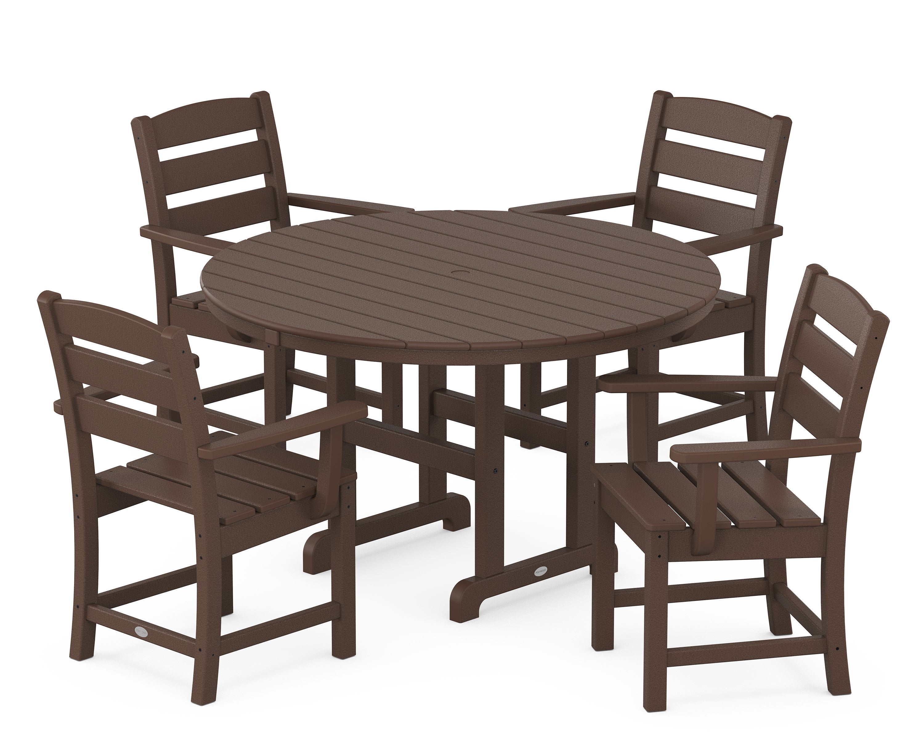 Lakeside 5-Piece Round Farmhouse Dining Set in Mahogany