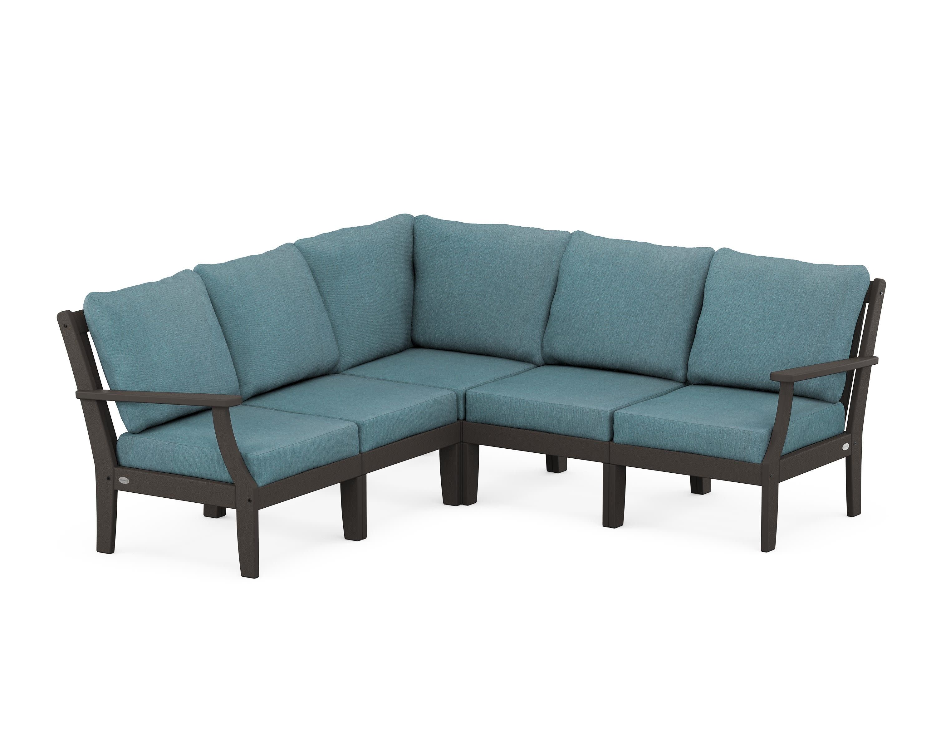 Braxton Modular 5-Piece Deep Seating Set in Vintage Coffee / Ocean Teal