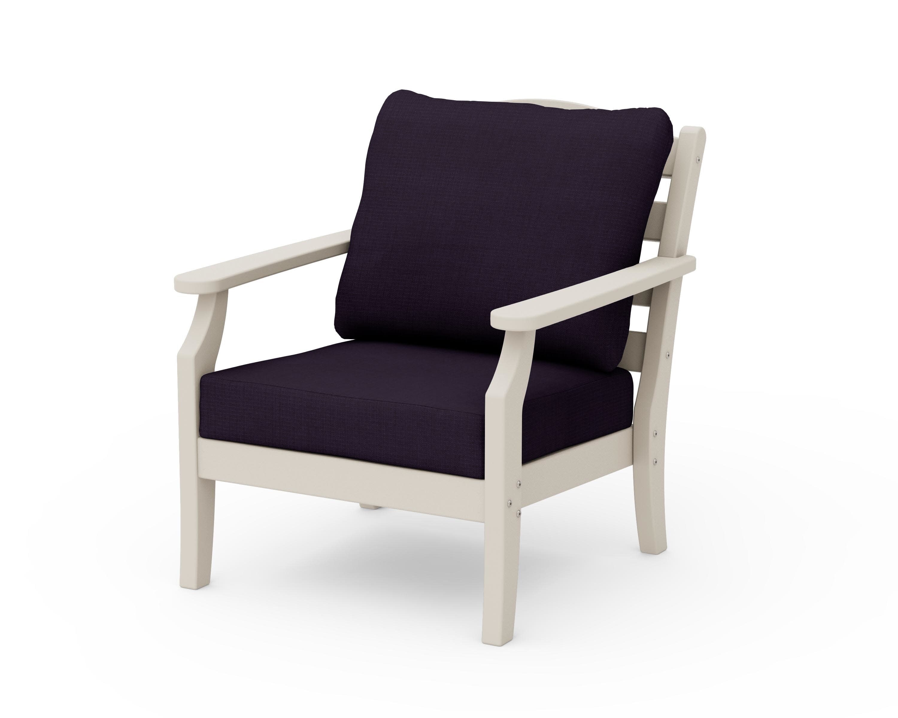 Savannah Deep Seating Chair in Sand / Navy Linen
