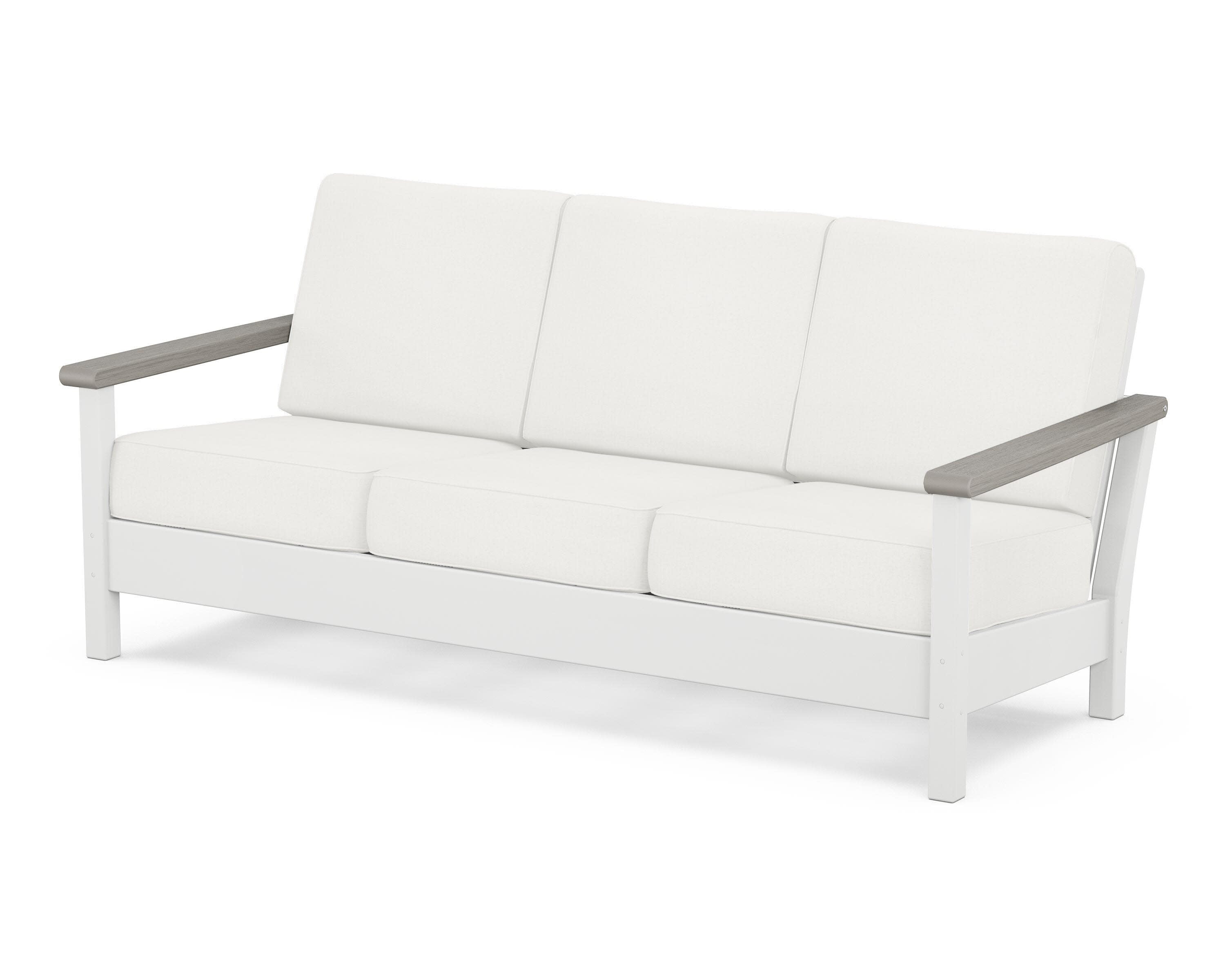 Harbour Deep Seating Sofa in White / Driftwood / Natural Linen
