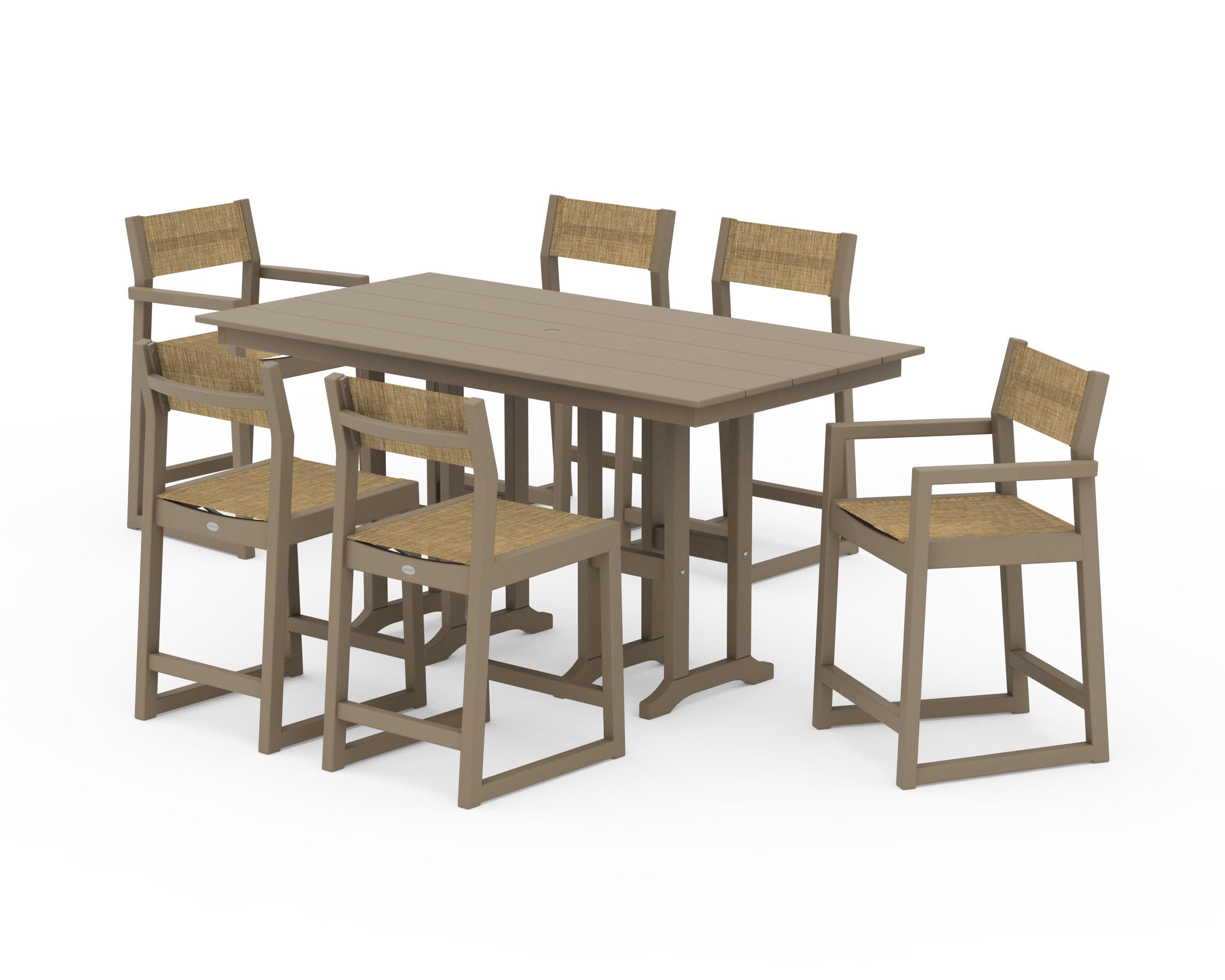 EDGE Sling 7-Piece Farmhouse Counter Set in Vintage Sahara / Burlap Sling