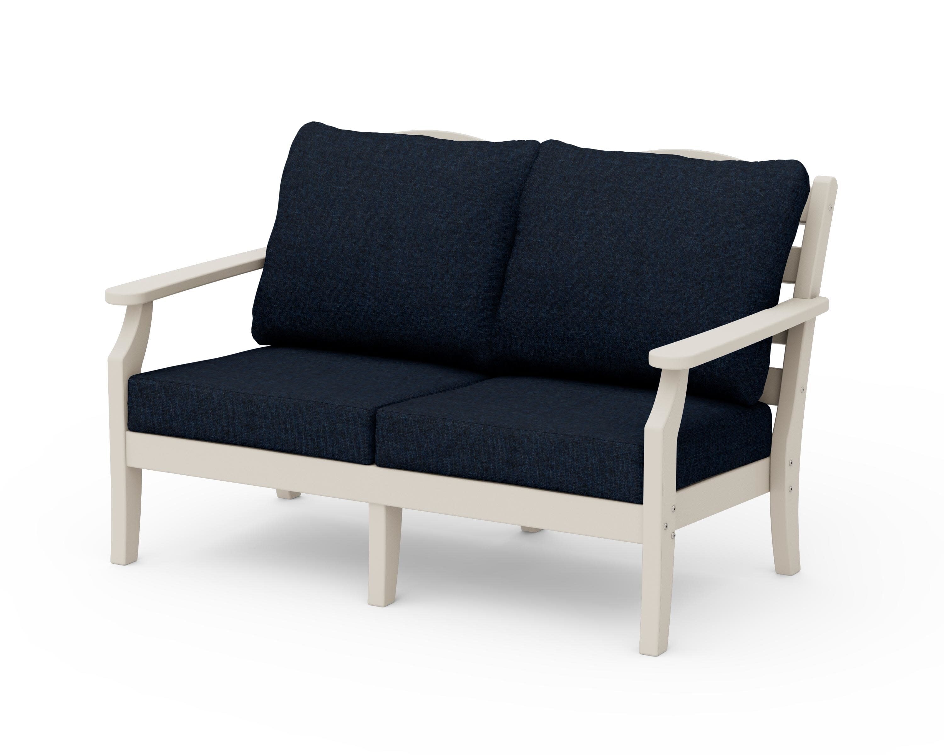 Savannah Deep Seating Loveseat in Sand / Marine Indigo