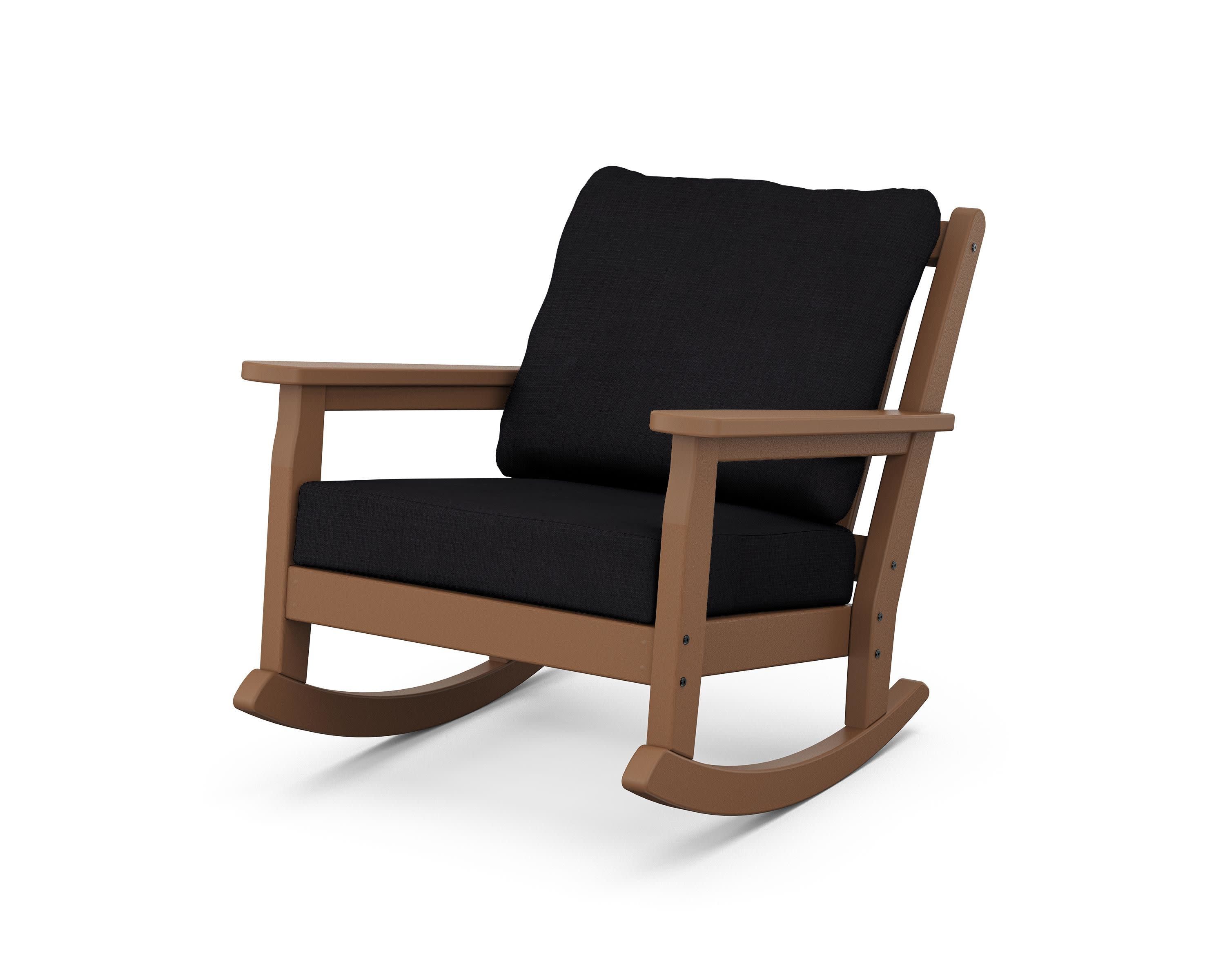 Chippendale Deep Seating Rocking Chair in Teak / Midnight Linen