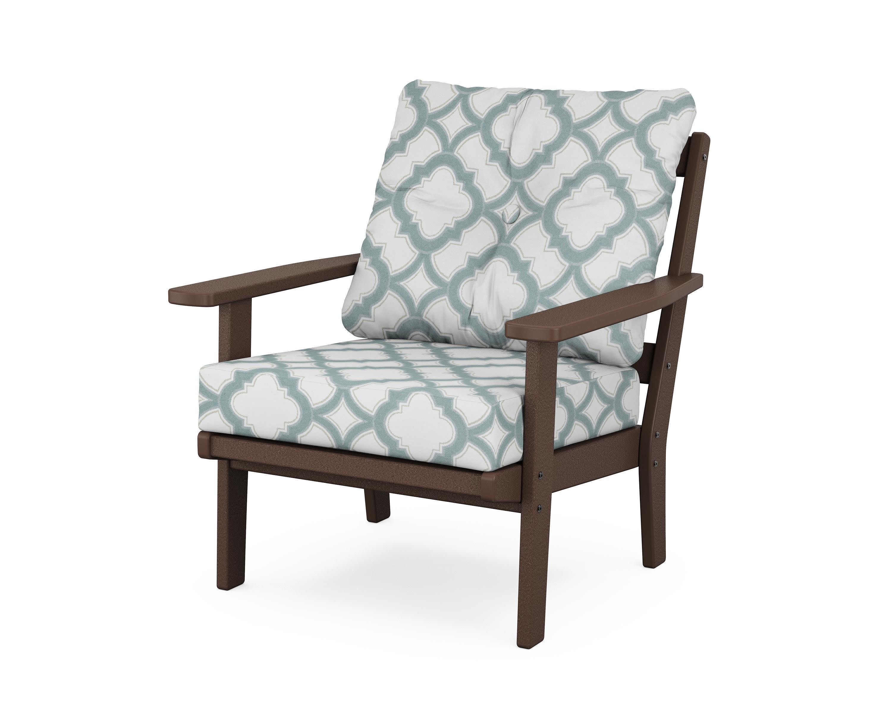 Oxford Deep Seating Chair in Mahogany / Trellis Glacier Spa