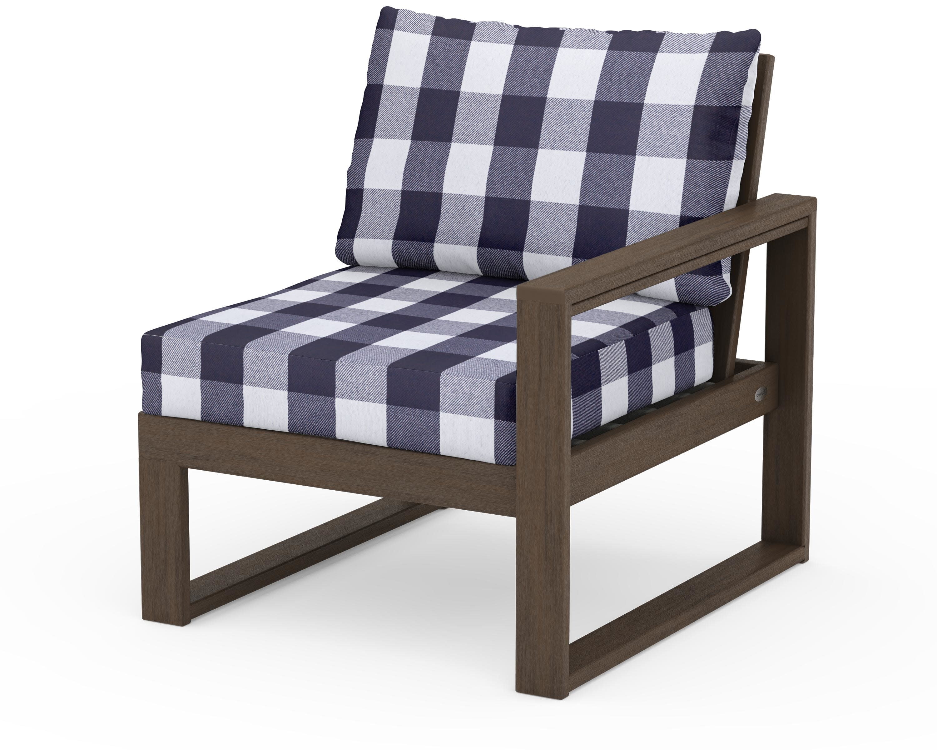 EDGE Modular Right Arm Chair in Kona / Buffalo Plaid Navy