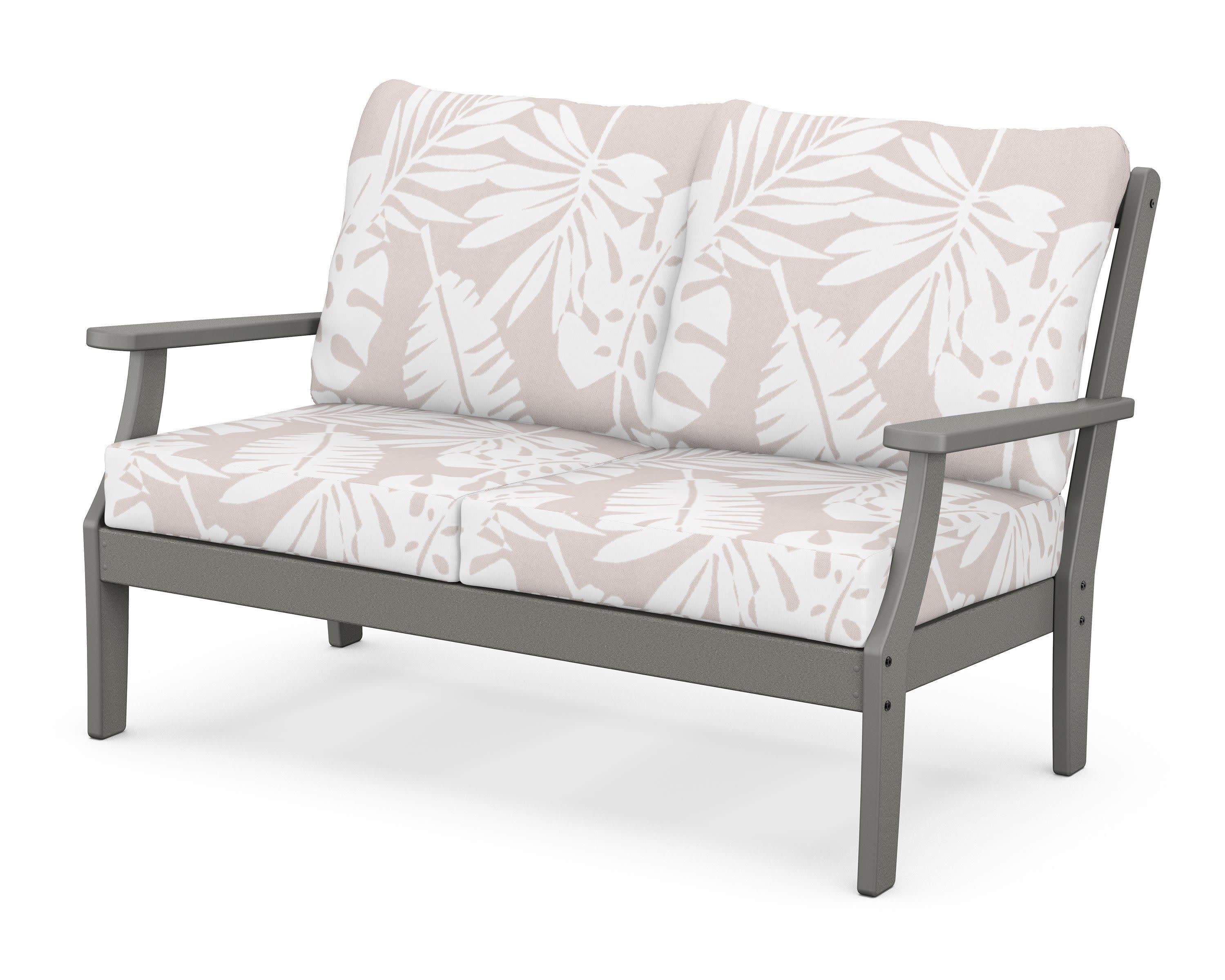 Braxton Deep Seating Loveseat in Slate Grey / Leaf Dune Burlap
