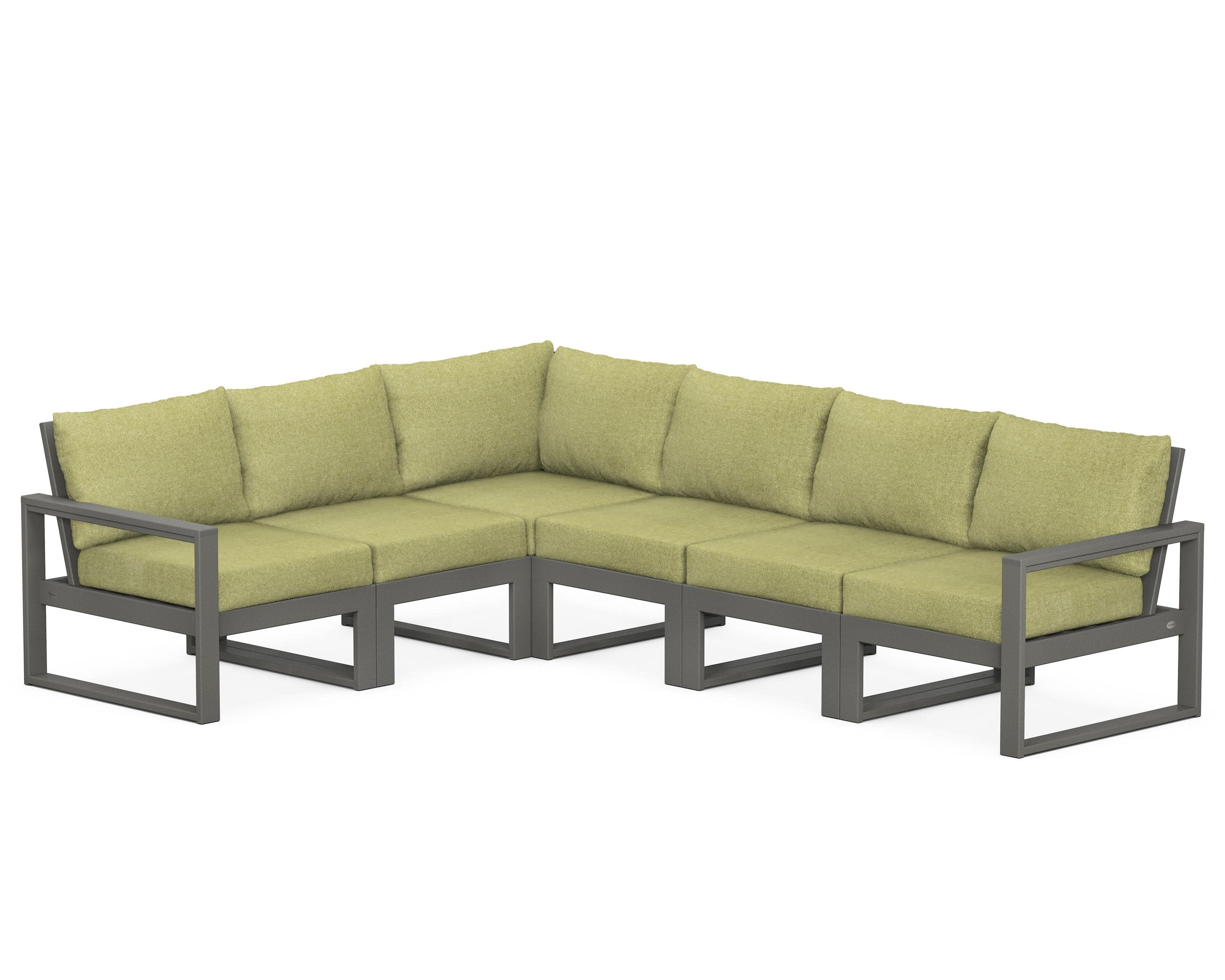 EDGE 6-Piece Modular Deep Seating Set in Slate Grey / Chartreuse Boucle