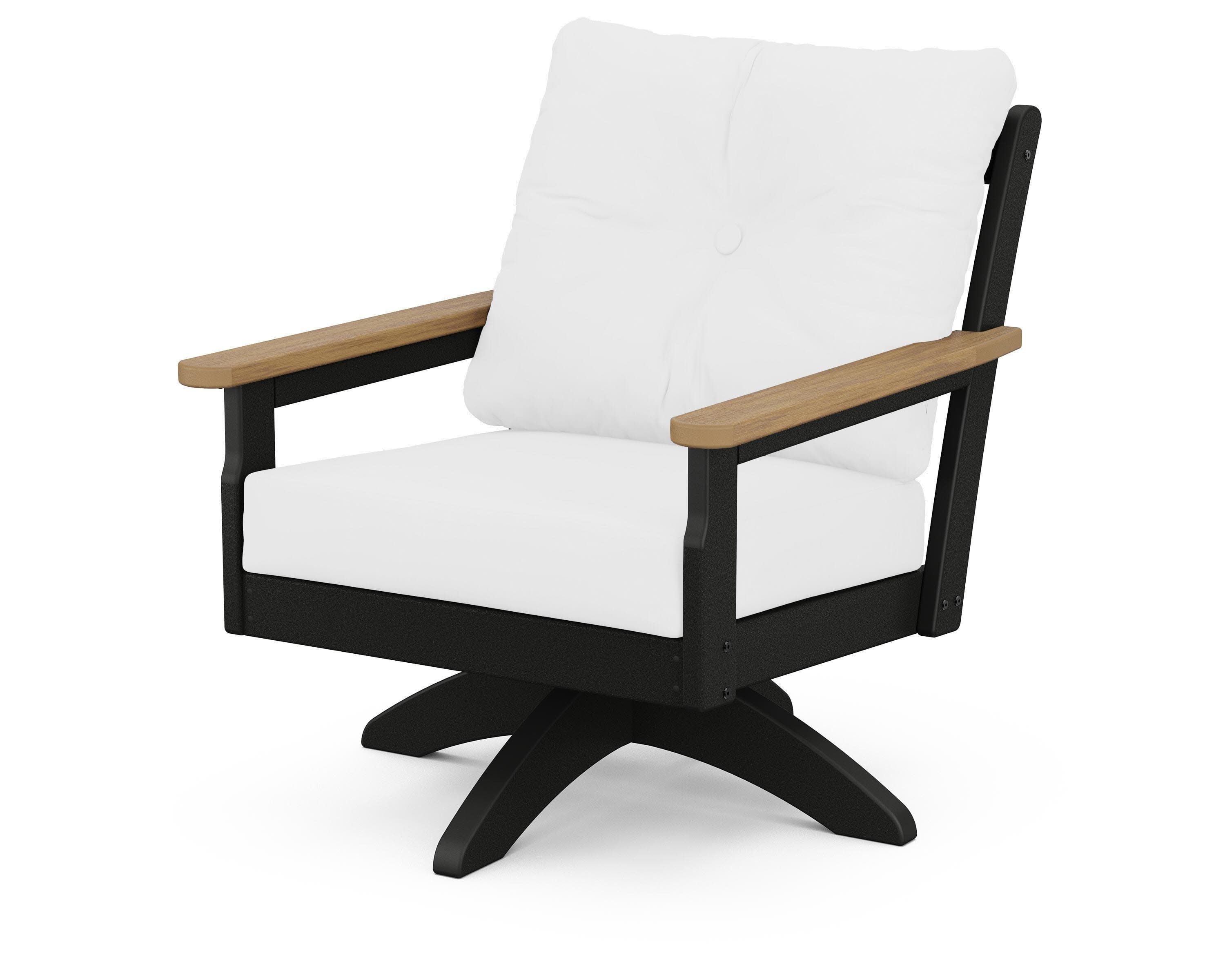 Vineyard Deep Seating Swivel Chair in Black / Natural / Natural