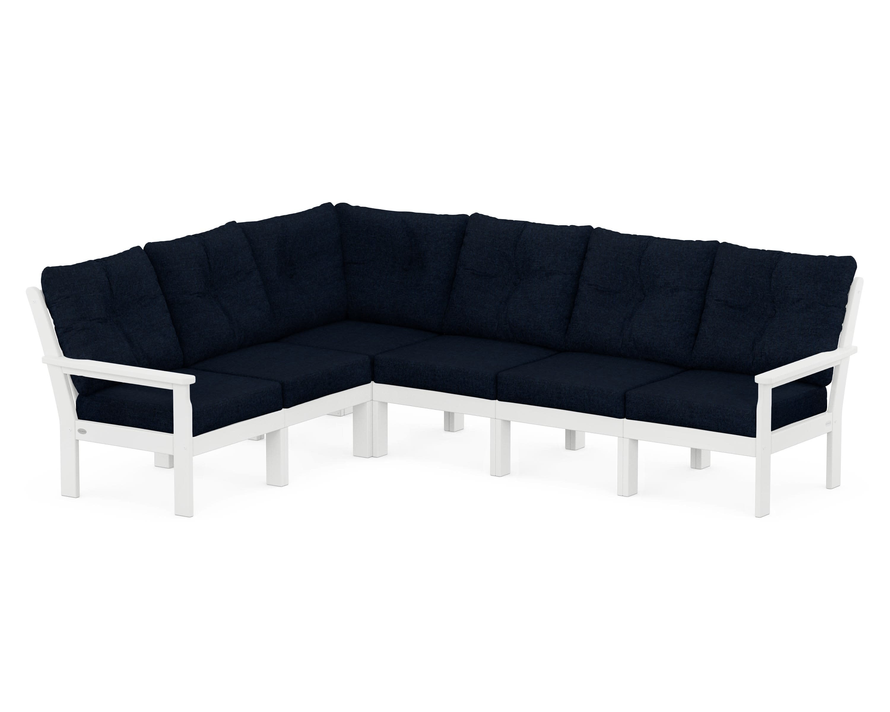 Vineyard 6-Piece Sectional in White / Marine Indigo