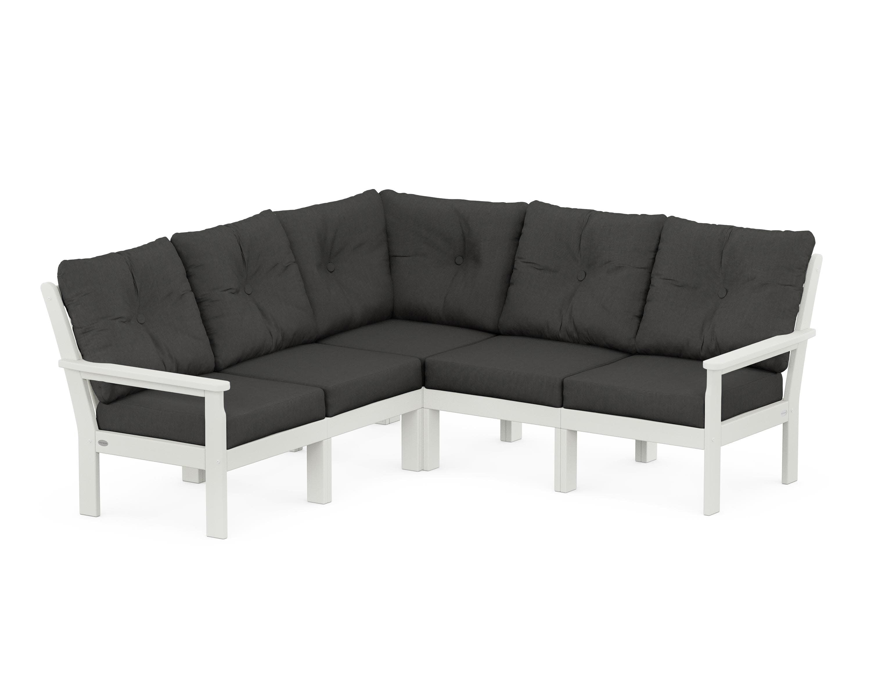 Vineyard 5-Piece Sectional in Vintage White / Spectrum Carbon