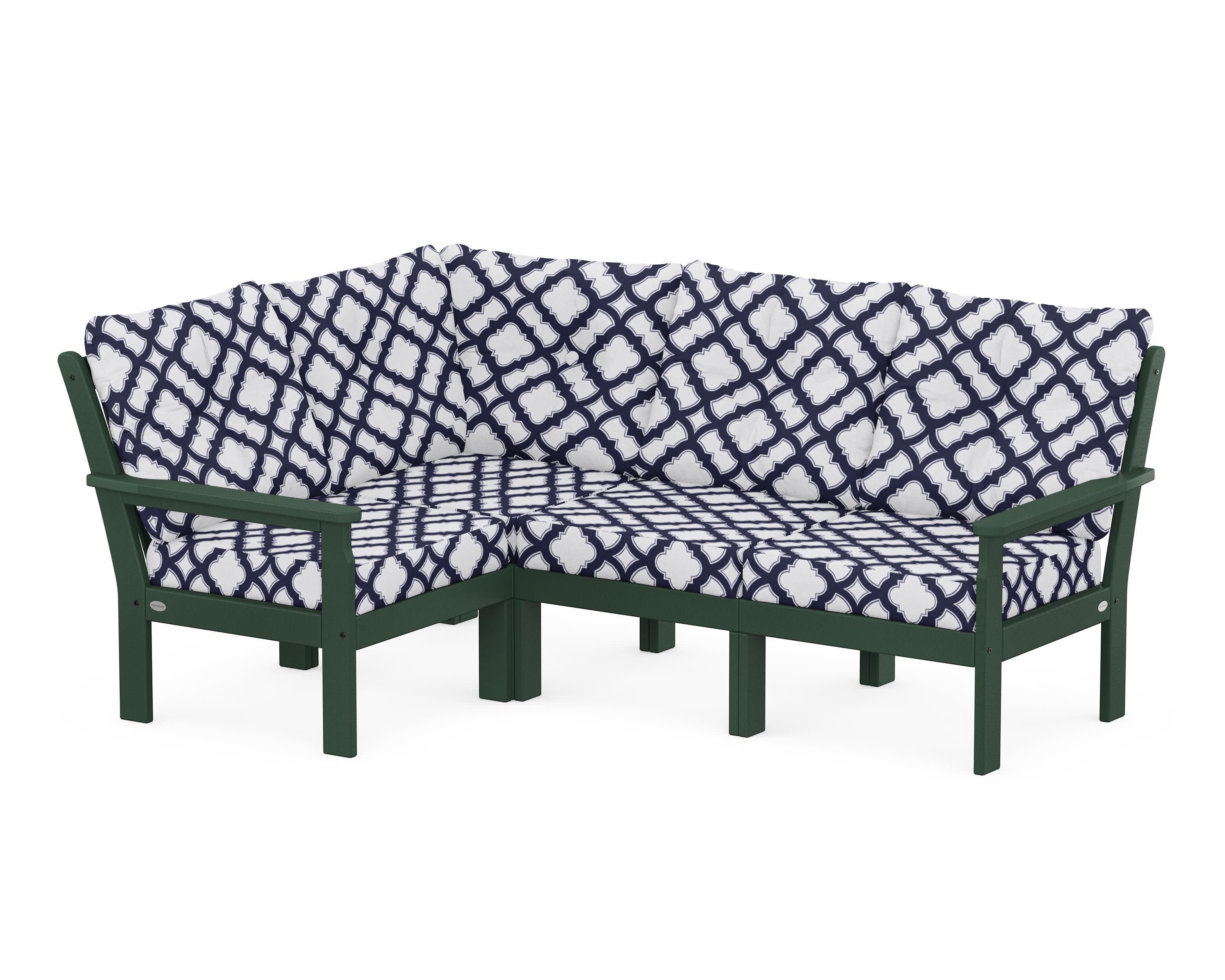 Vineyard 4-Piece Sectional in Green / Trellis Navy