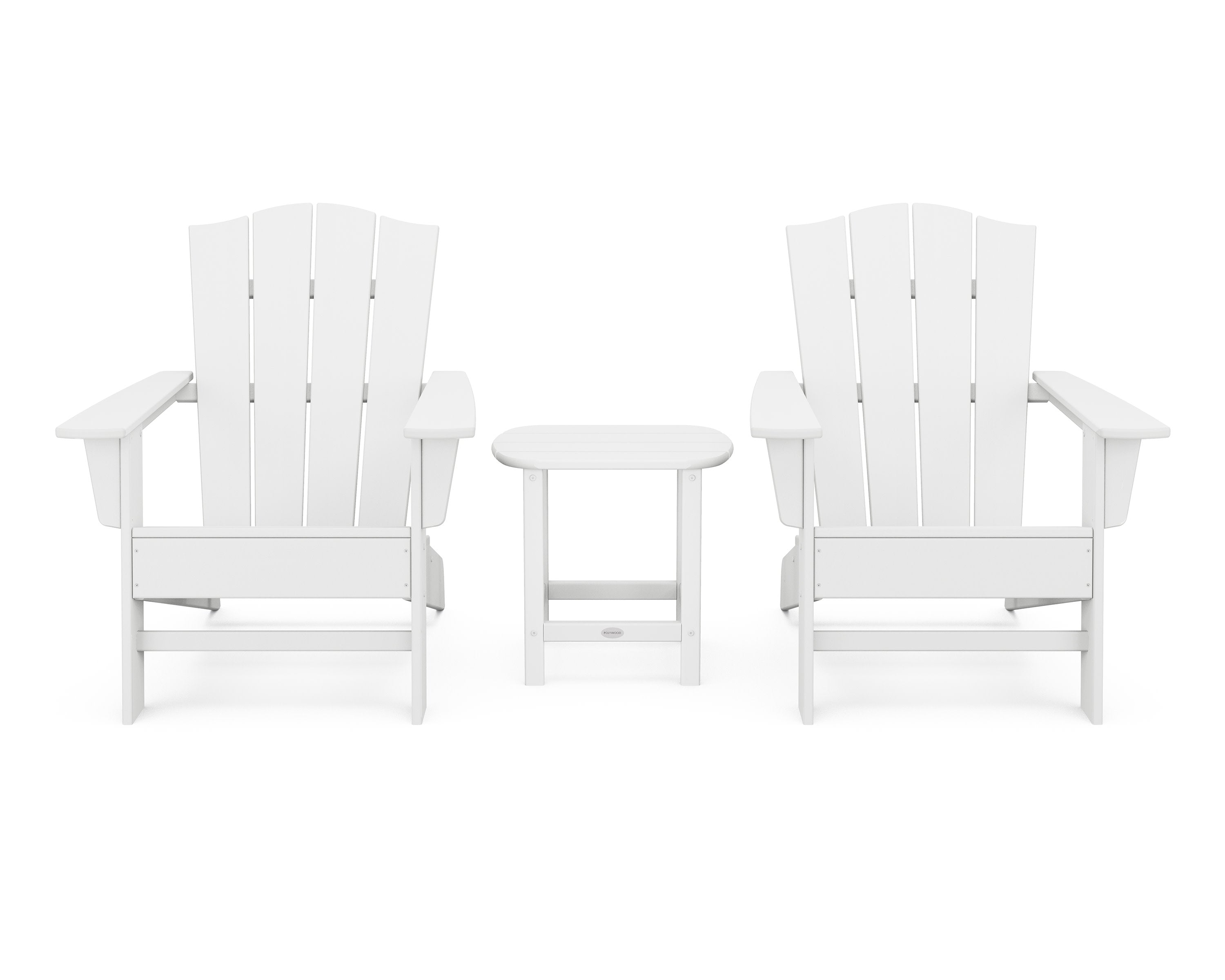 Wave 3-Piece Adirondack Chair Set with The Crest Chairs in White