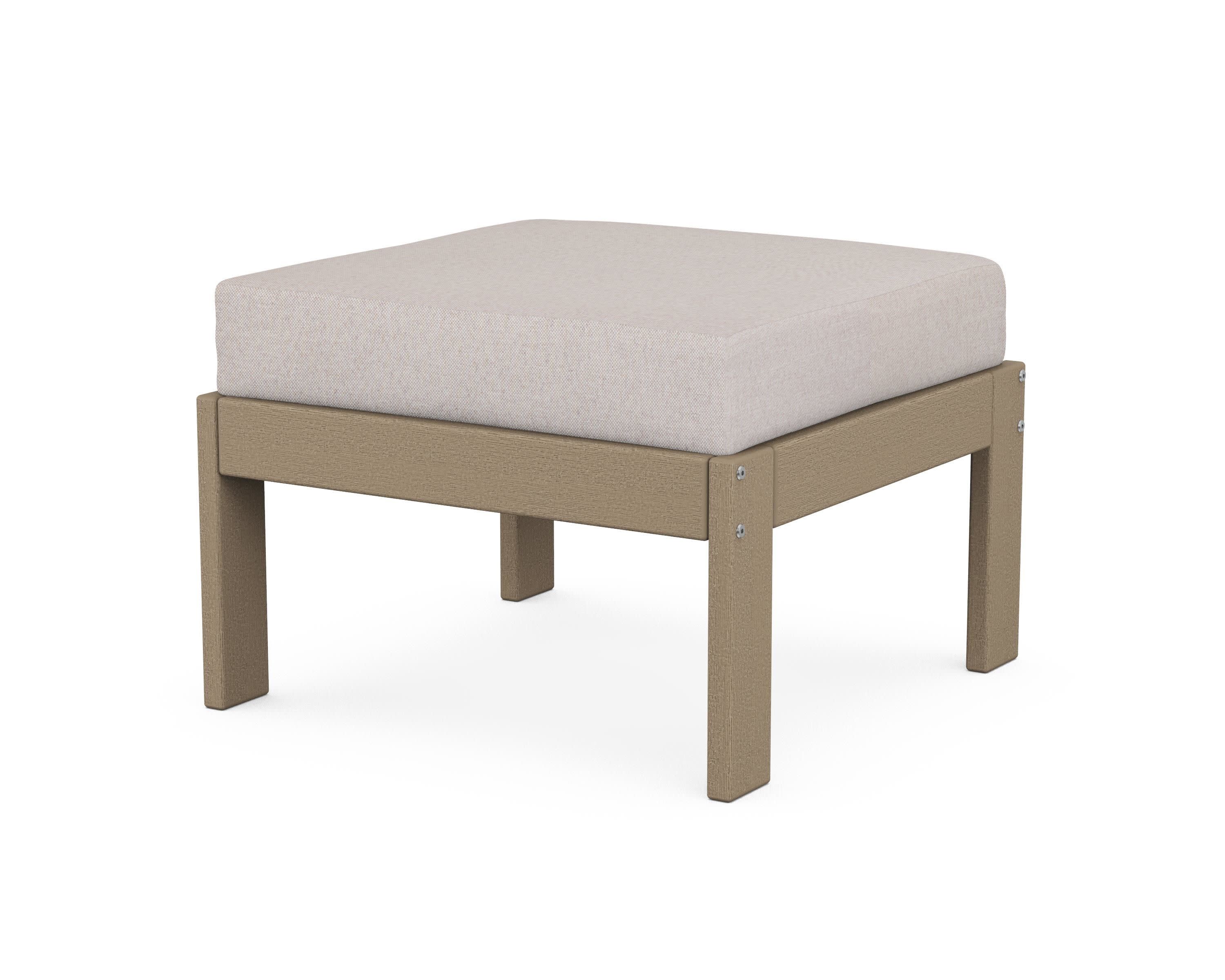 Vineyard Modular Ottoman in Vintage Sahara / Dune Burlap