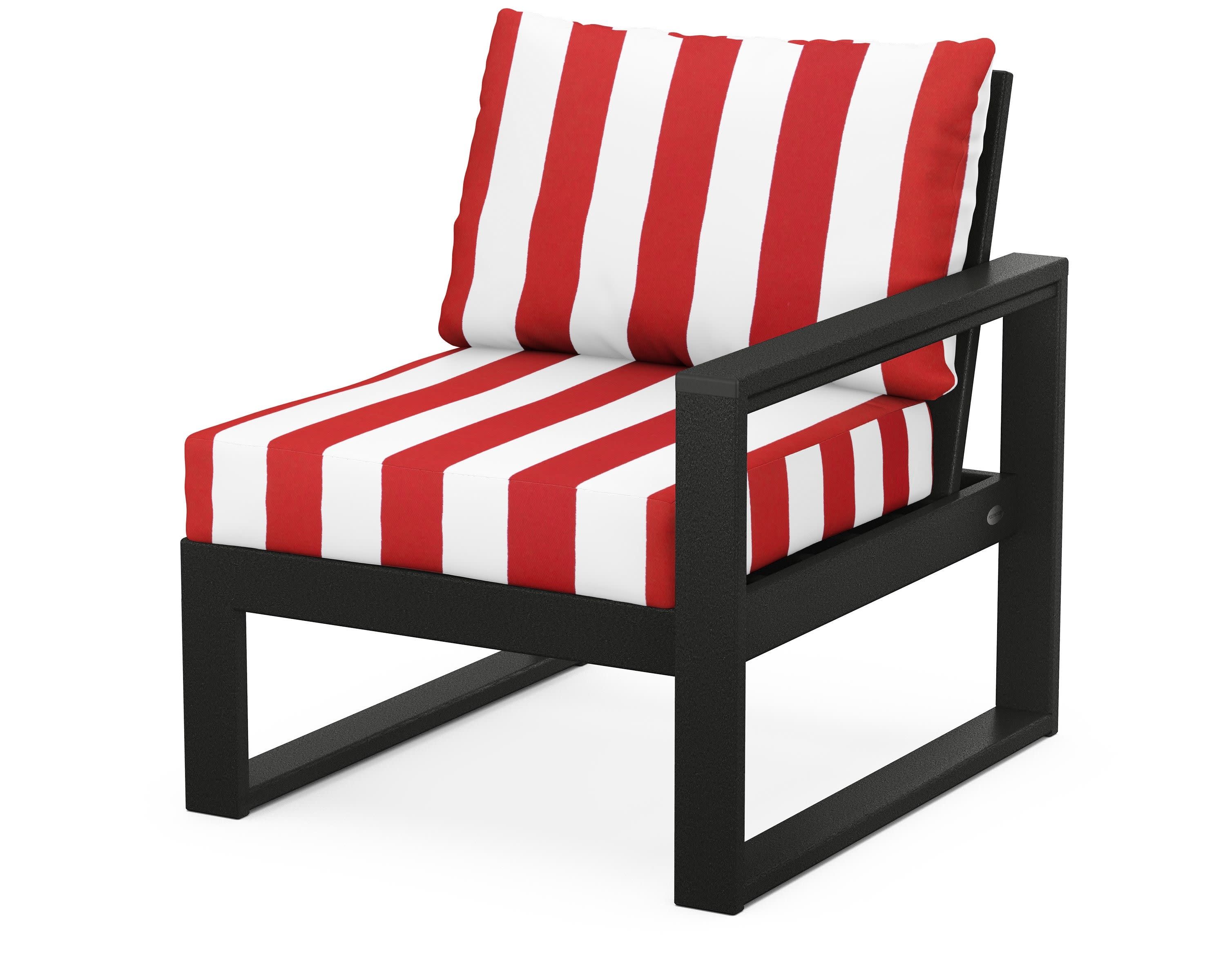 EDGE Modular Right Arm Chair in Black / Cabana Stripe Crimson