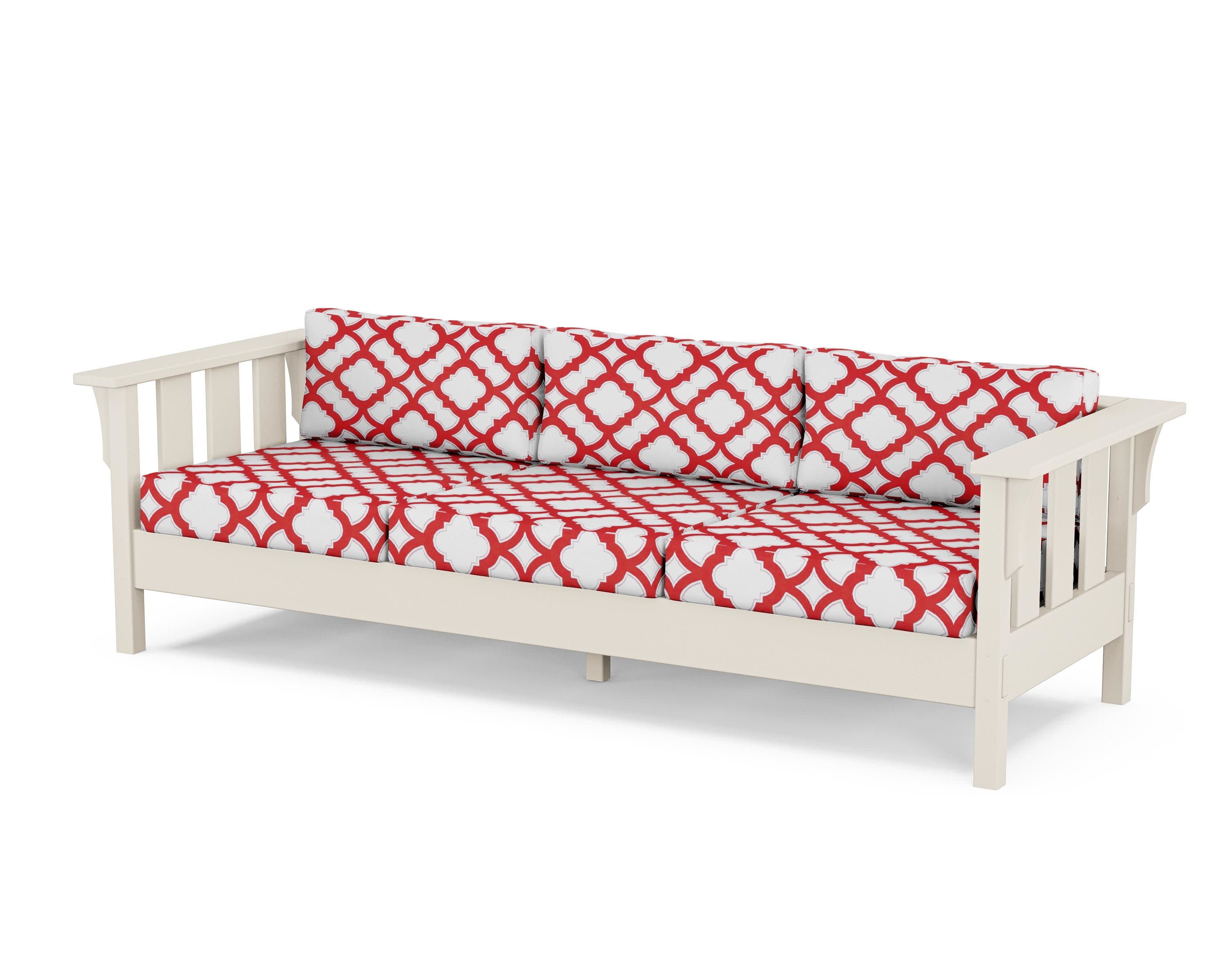 Acadia Deep Seating Sofa in Sand / Trellis Crimson