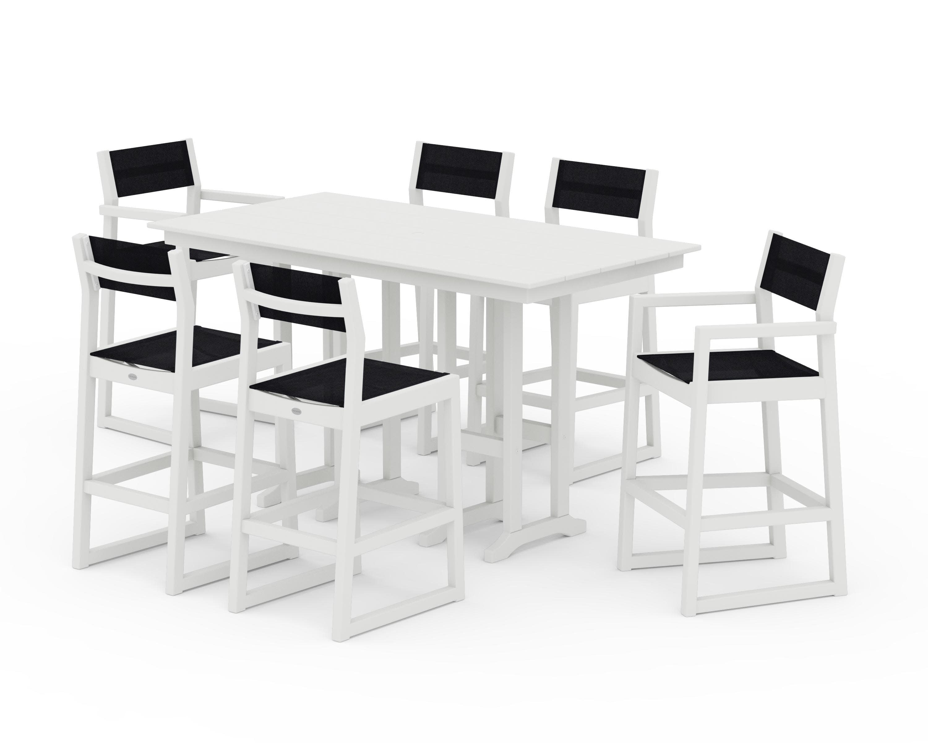EDGE Sling 7-Piece Farmhouse Bar Set in Vintage White / Black Sling