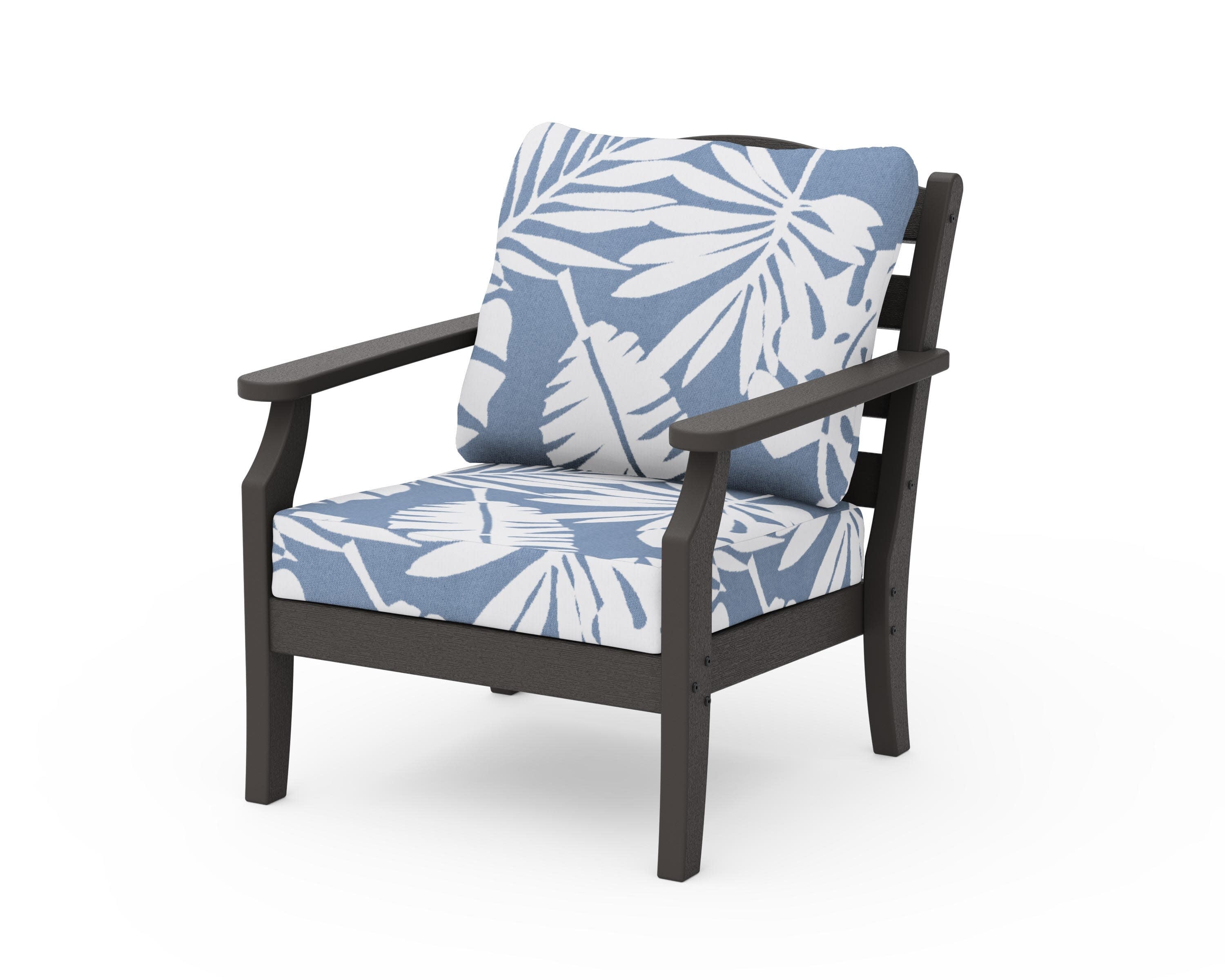 Savannah Deep Seating Chair in Vintage Coffee / Leaf Sky Blue