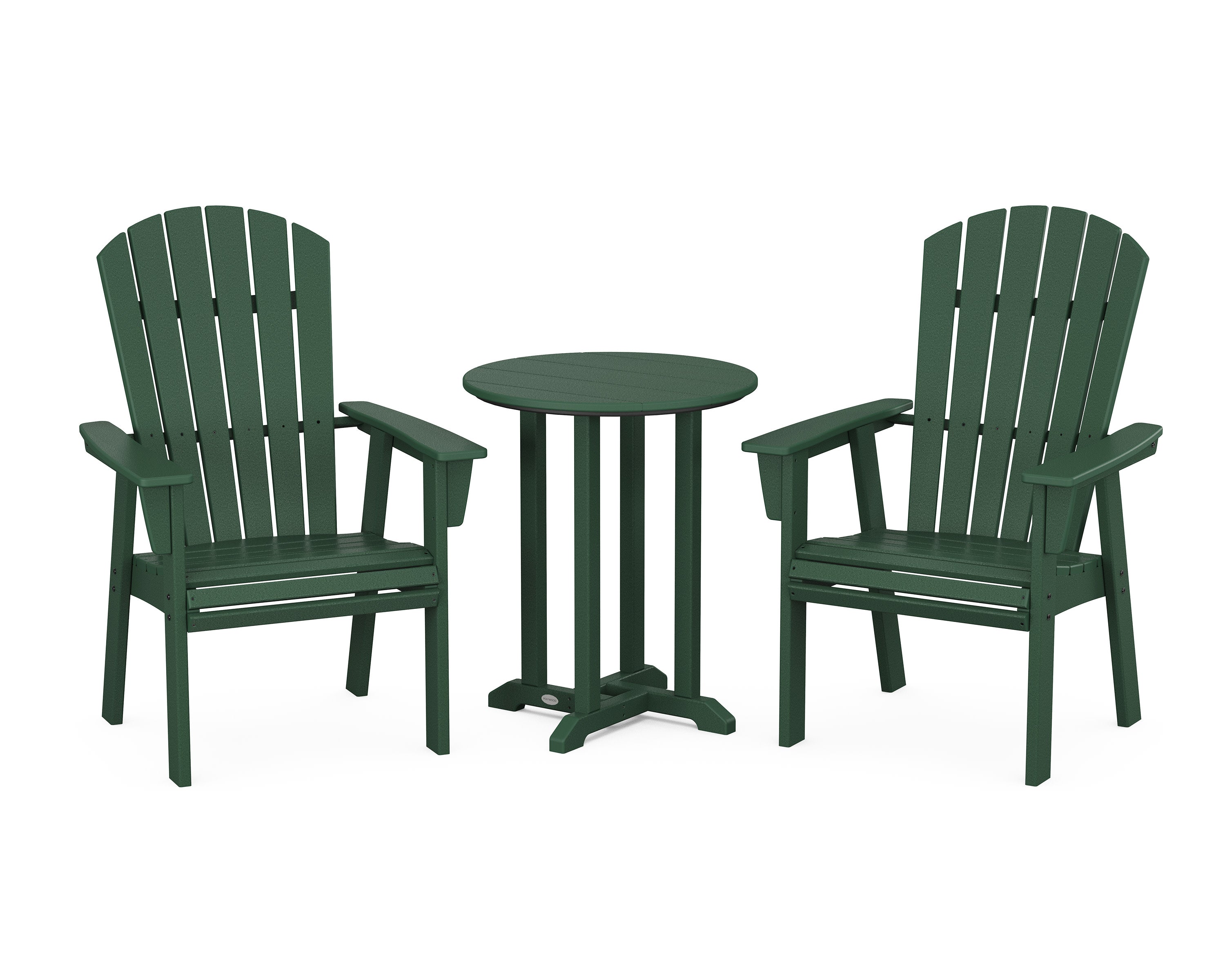 Nautical Adirondack 3-Piece Round Bistro Dining Set in Green